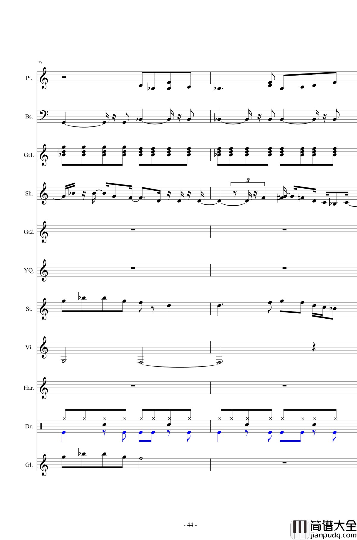 北国之春钢琴谱_总谱_邓丽君