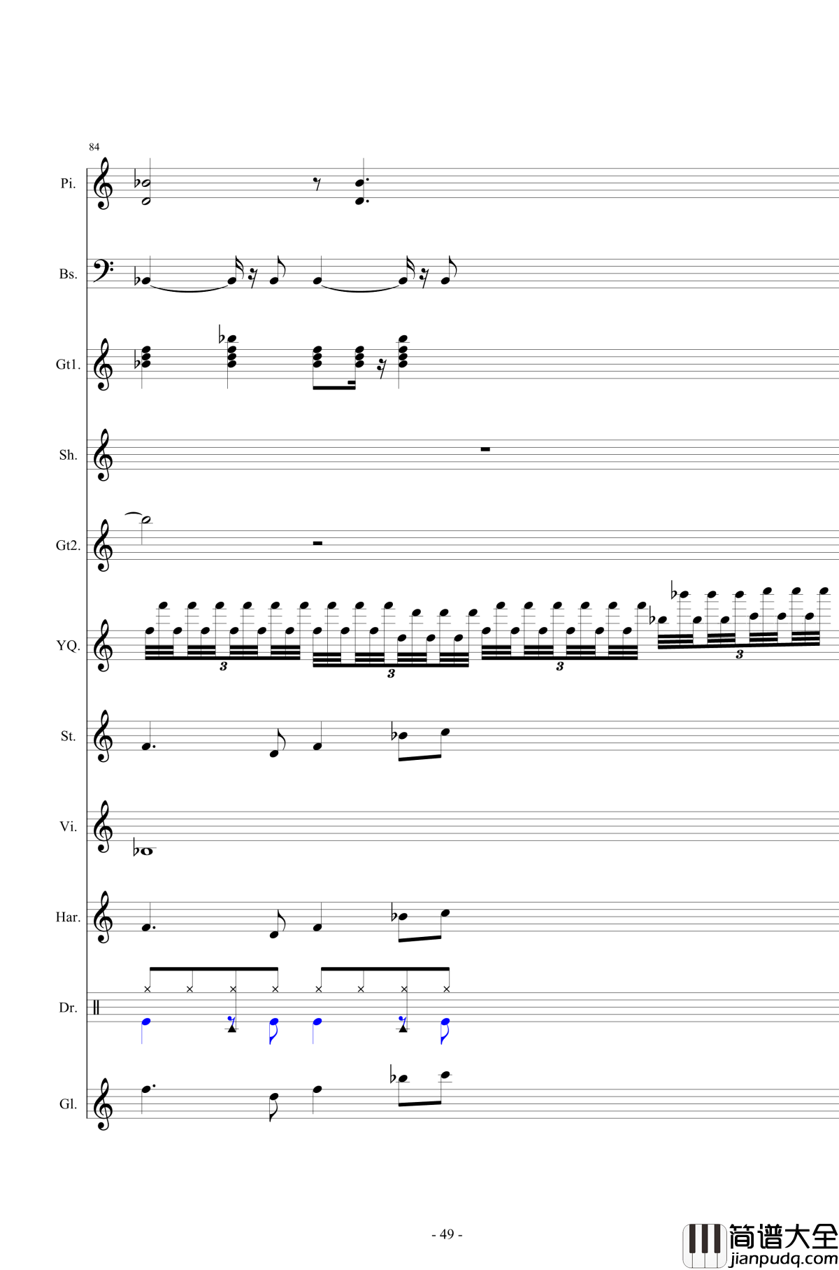 北国之春钢琴谱_总谱_邓丽君