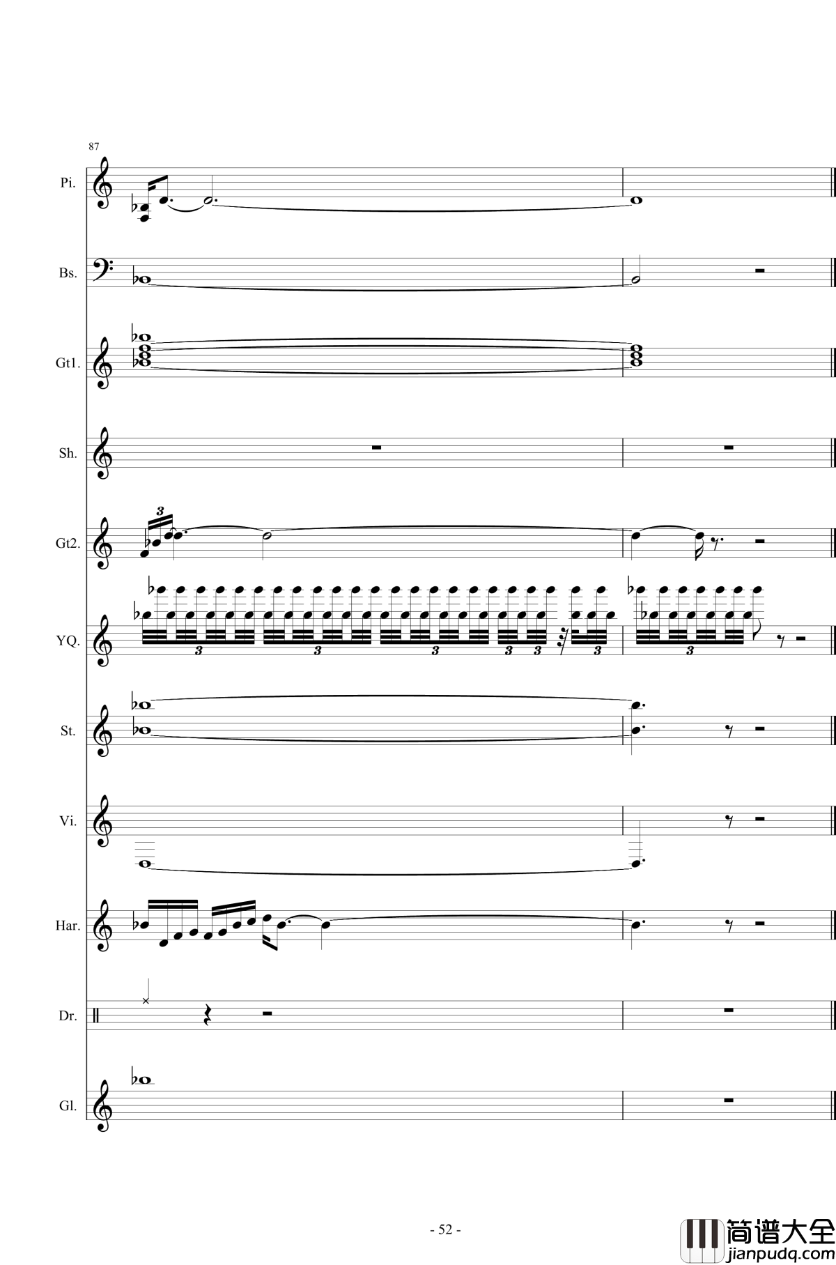 北国之春钢琴谱_总谱_邓丽君