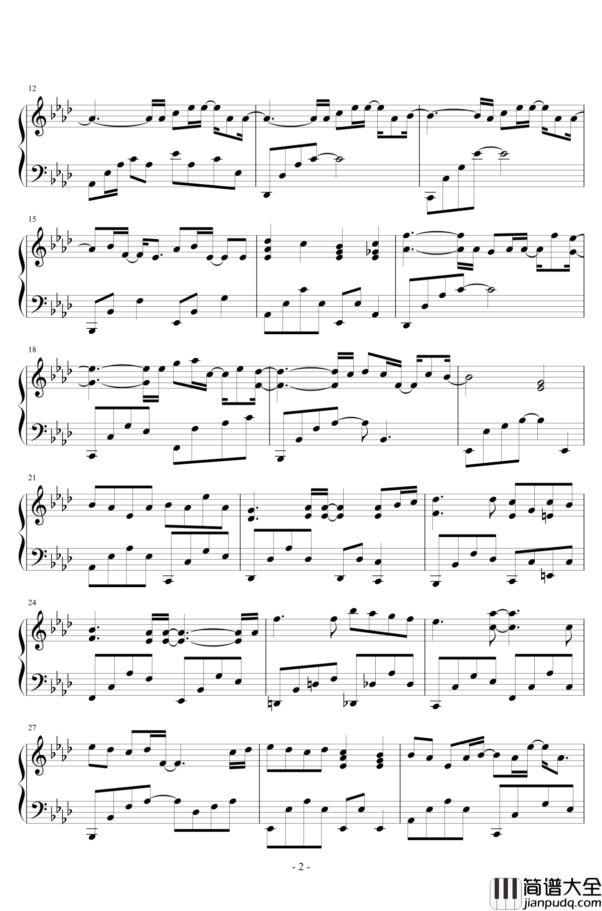 等你下课钢琴谱_原声独奏_周杰伦