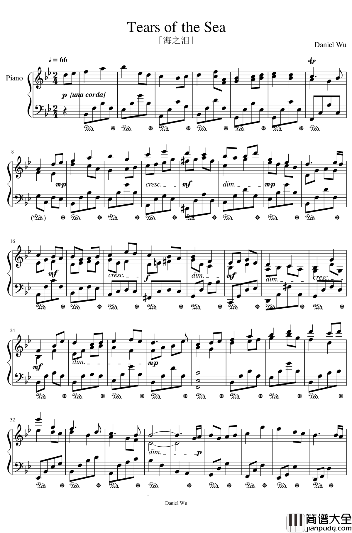 Tears_of_the_Sea钢琴谱_DanielInC