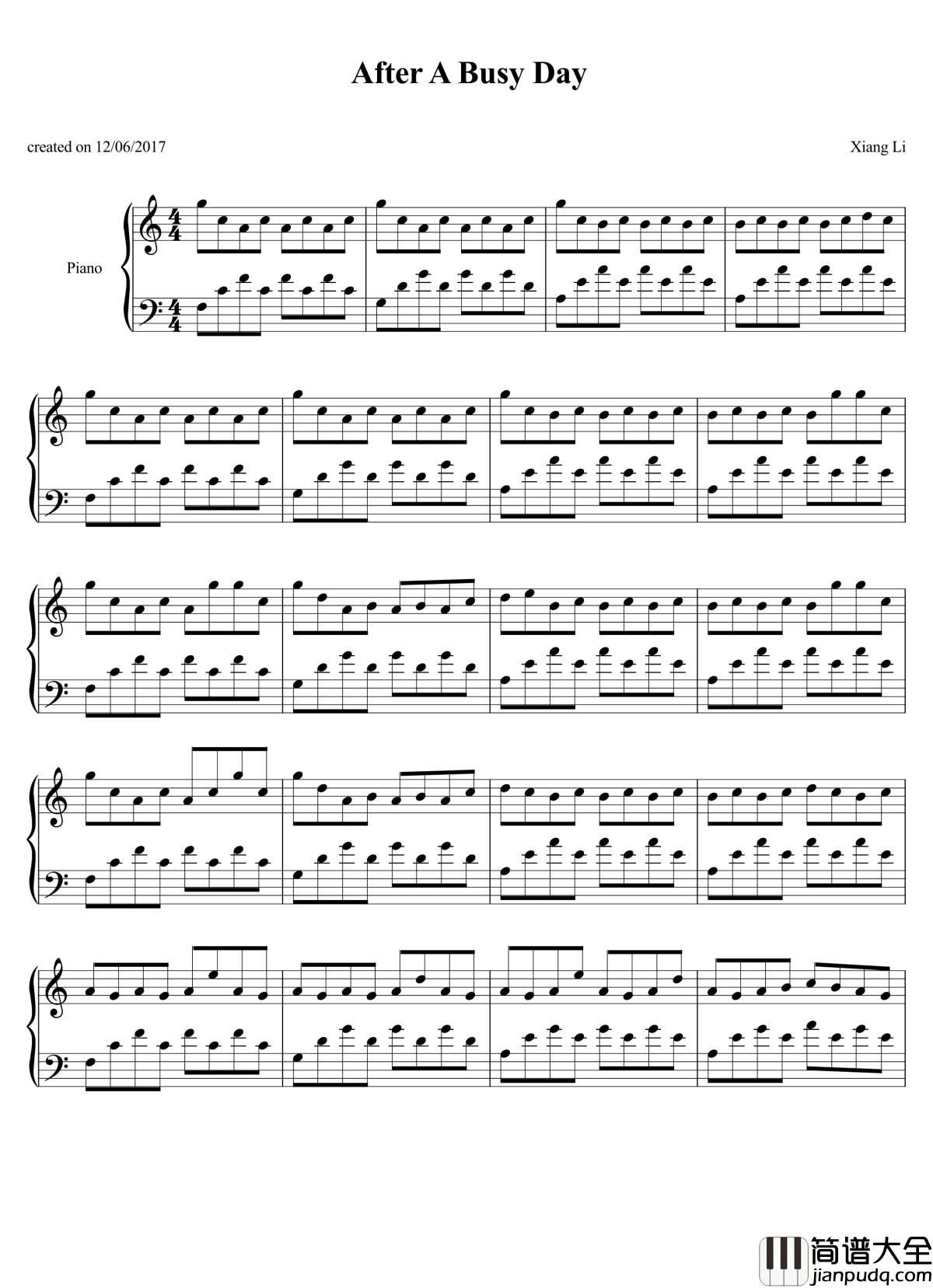 After_a_Busy_Day钢琴谱_lixiang'spiano