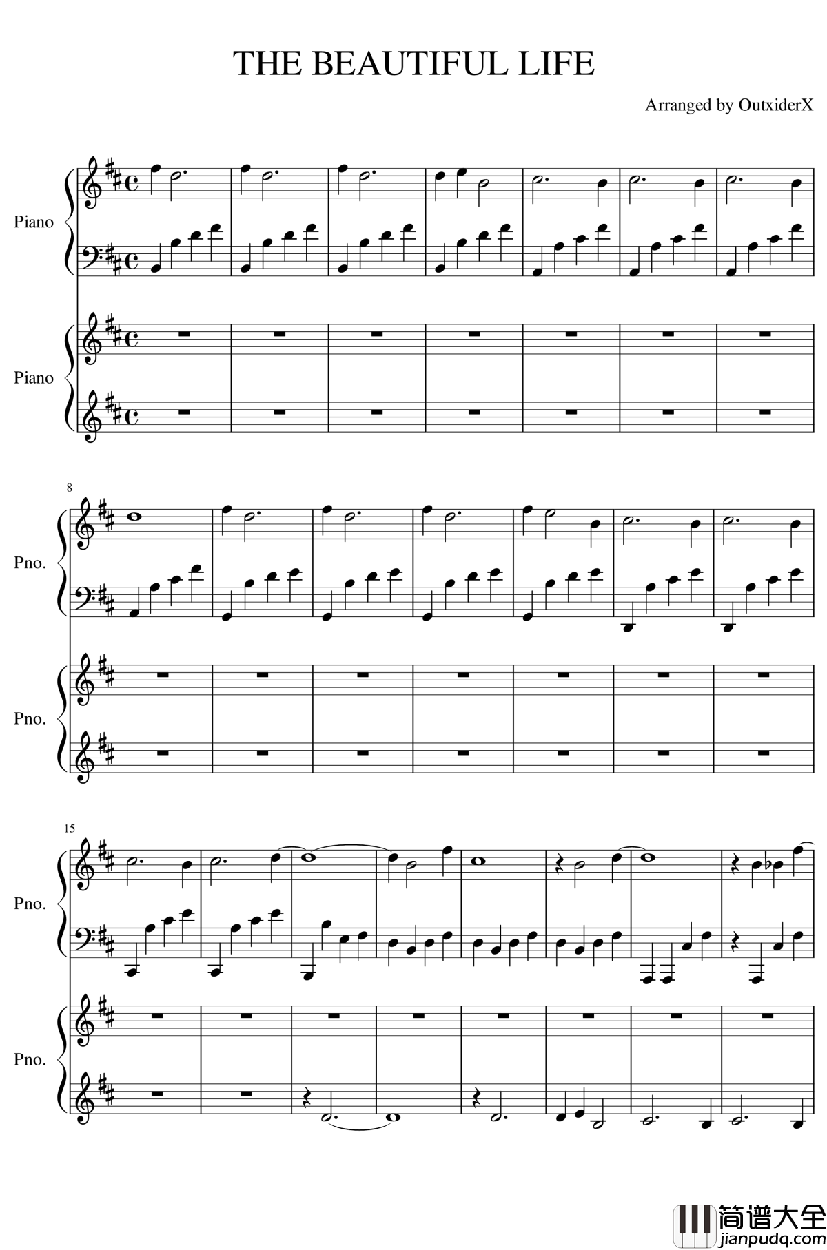 The_Beautiful_Life钢琴谱_美丽人生
