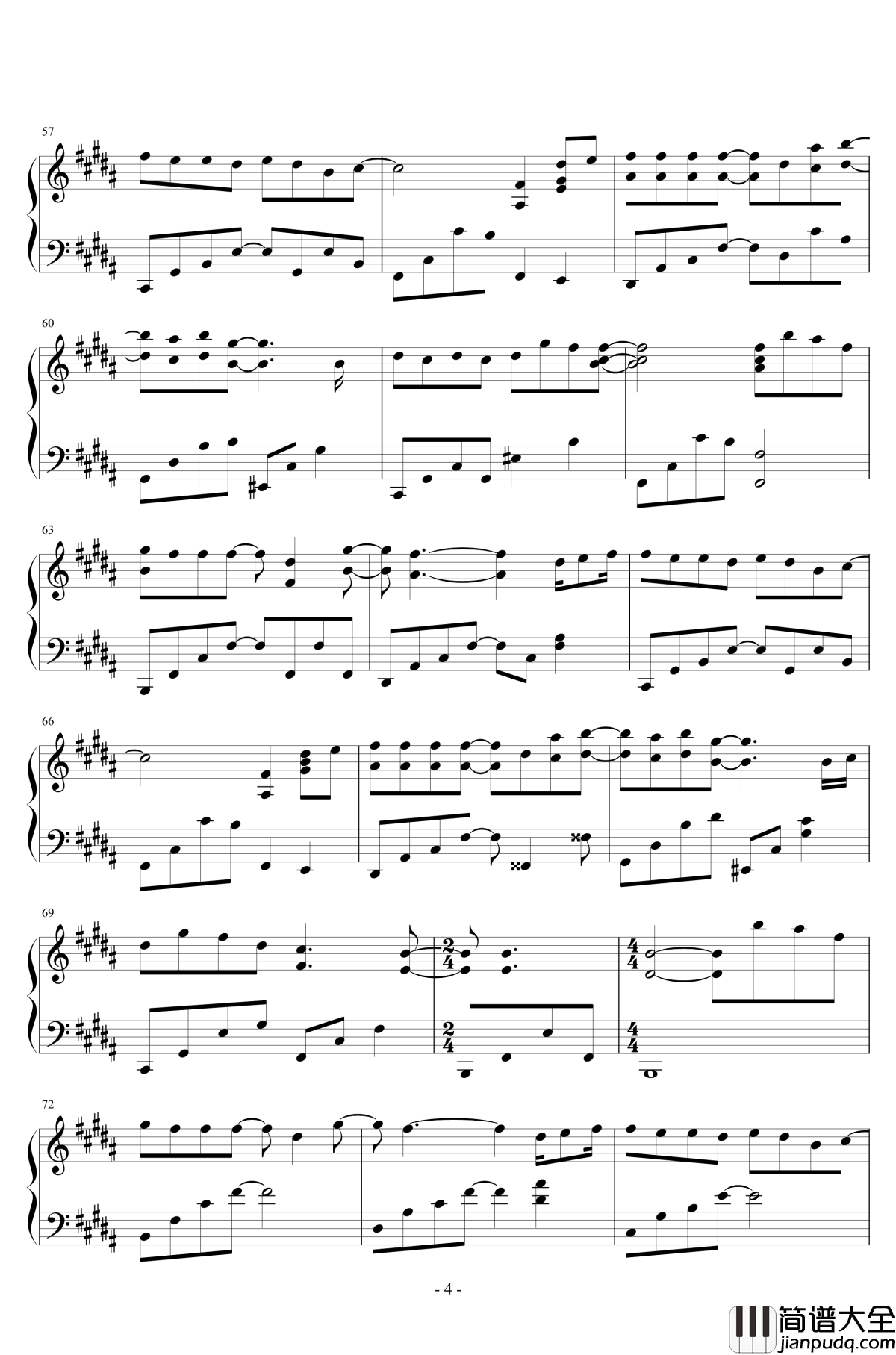 如果一切没有发生过钢琴谱_原声独奏版_张碧晨