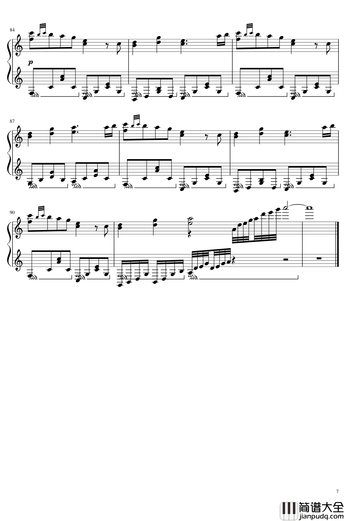 渡月桥思君钢琴谱_名侦探柯南M21主题曲_柯南_仓木麻衣