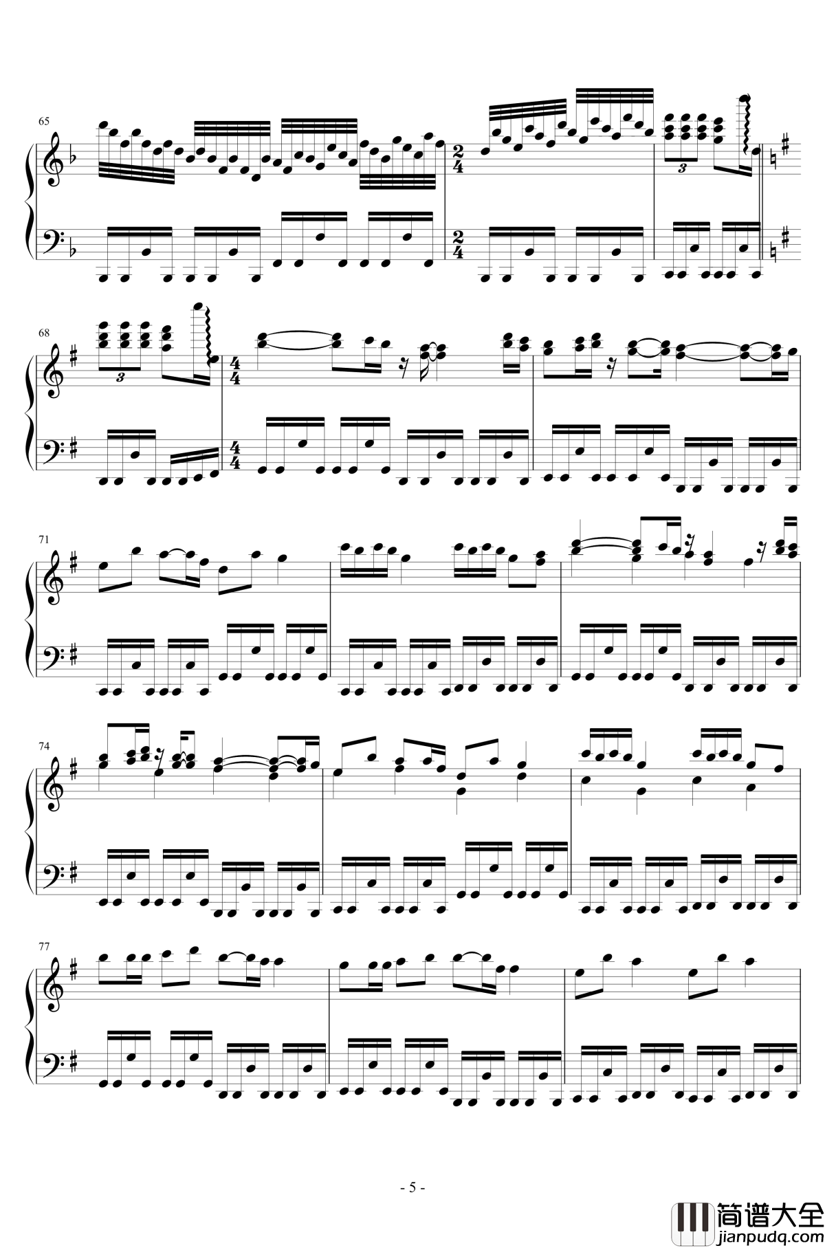 虫儿飞钢琴谱_疯狂版_郑伊健