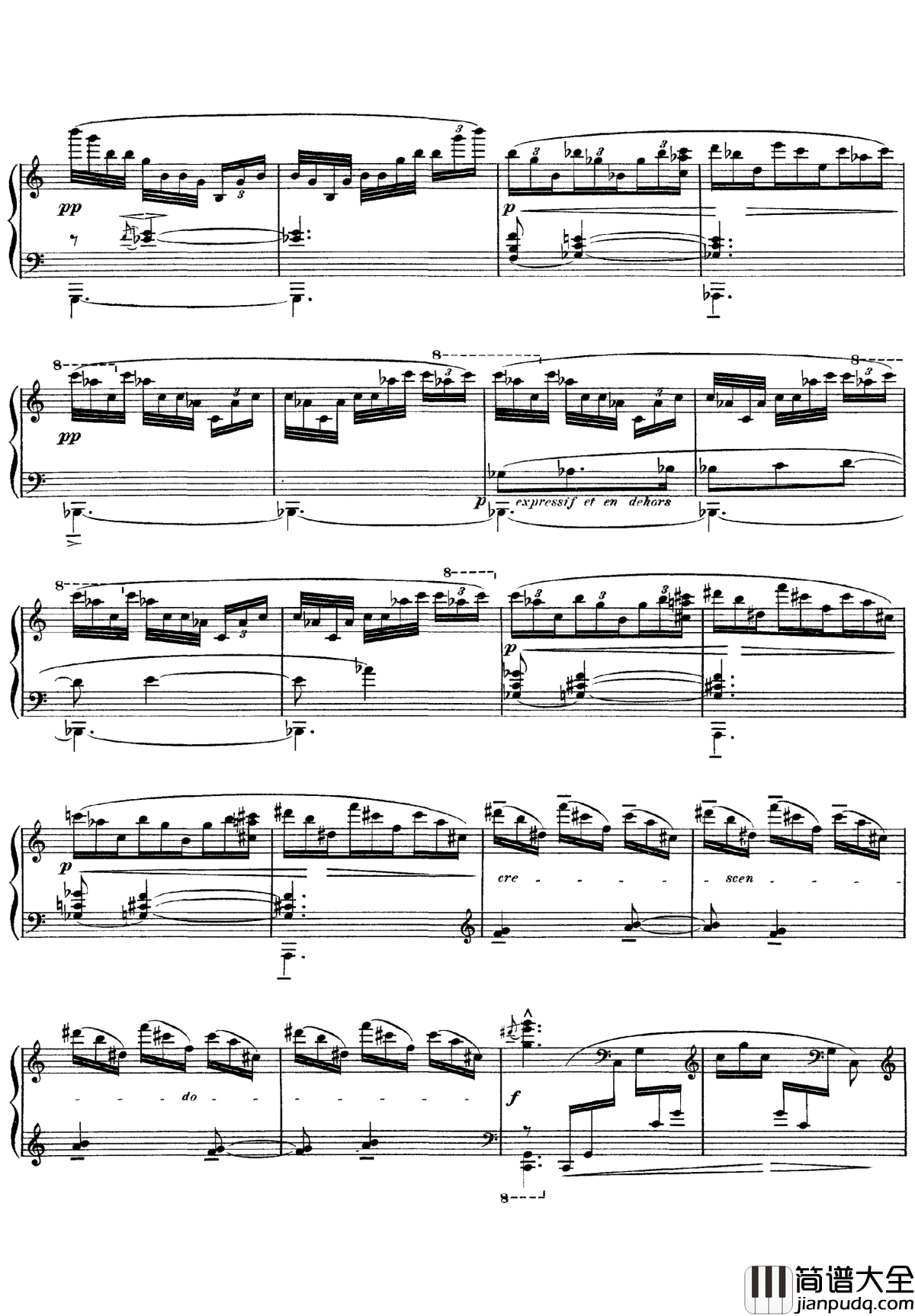 欢乐岛钢琴谱_德彪西