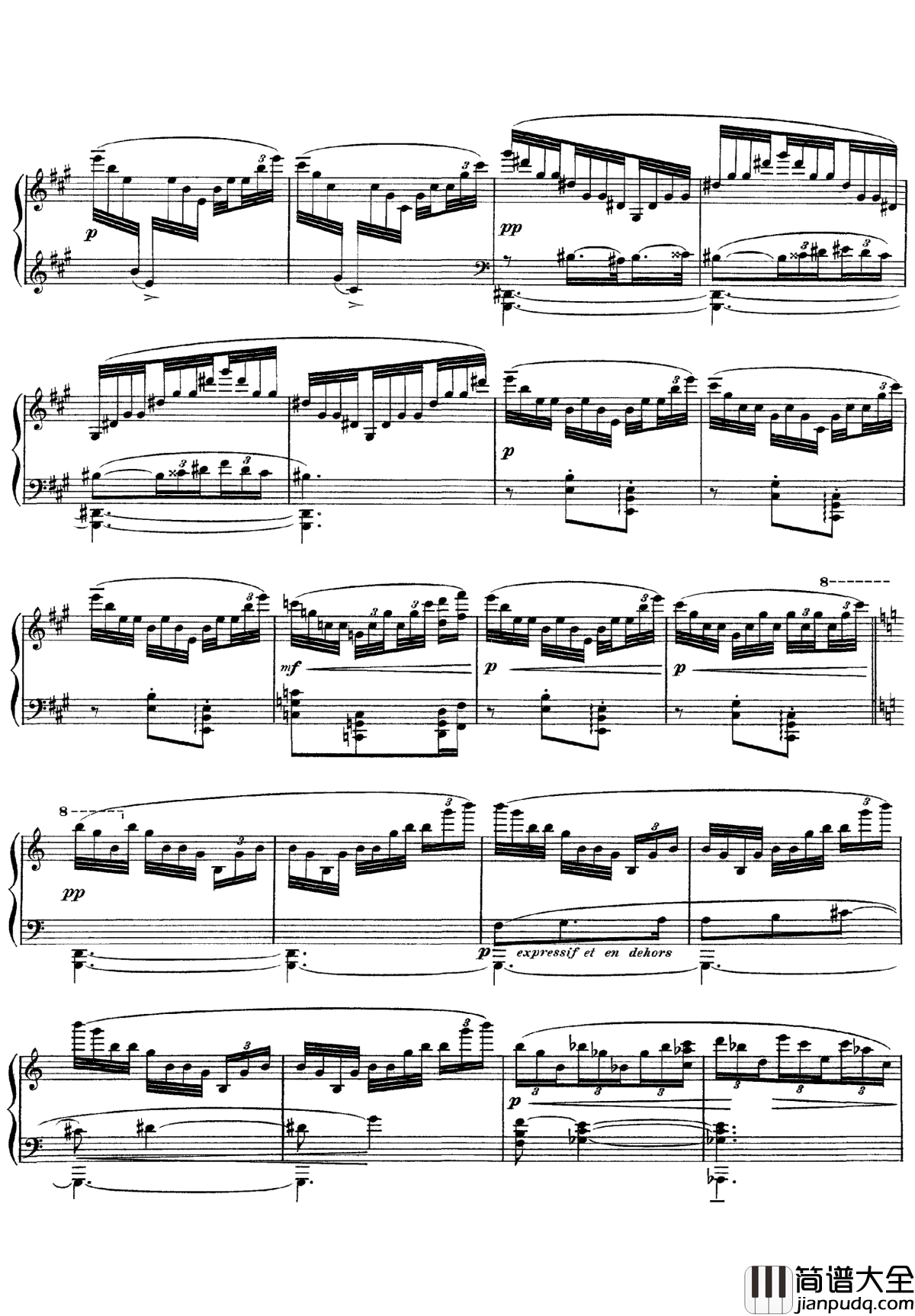 欢乐岛钢琴谱_德彪西