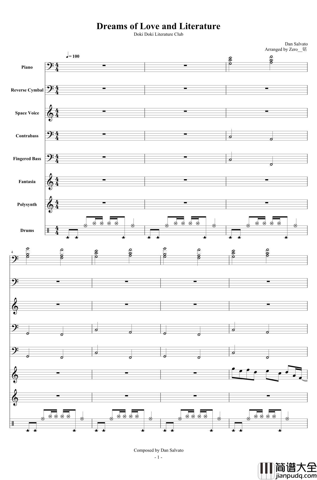 写诗之歌钢琴谱_心跳心跳文学部_Doki_Doki_Literature_Club