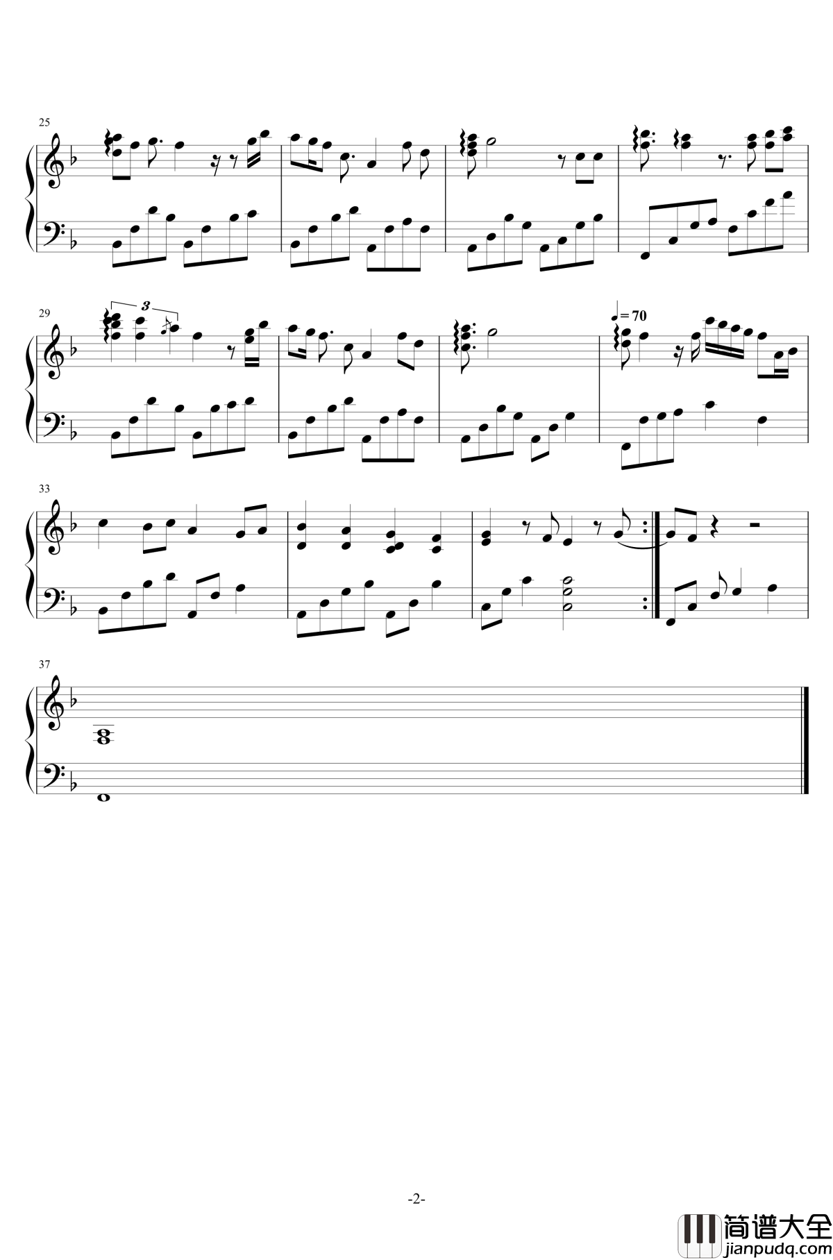 爱情爱情钢琴谱_董冬冬