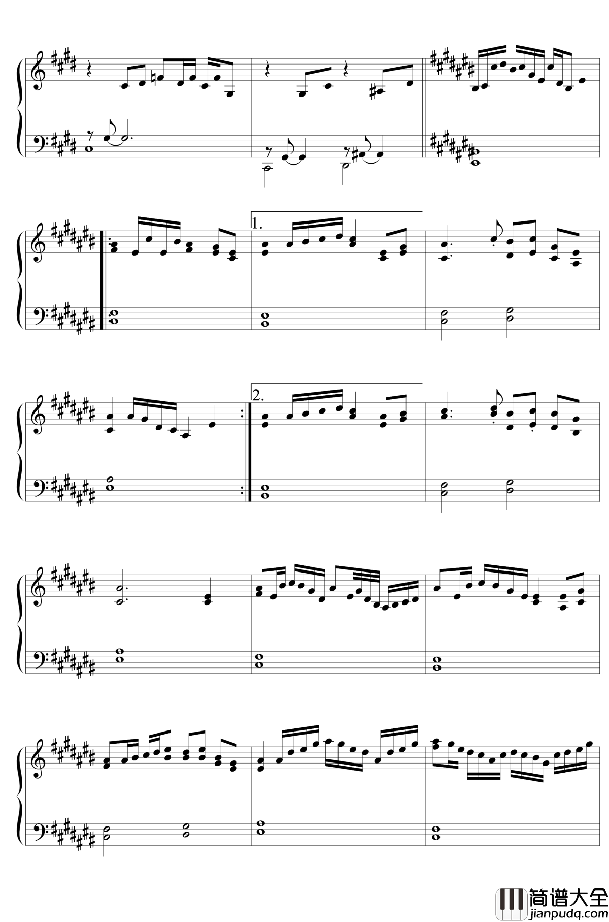 雪月樱花之国钢琴谱_東方project/东方project_露娜切露德