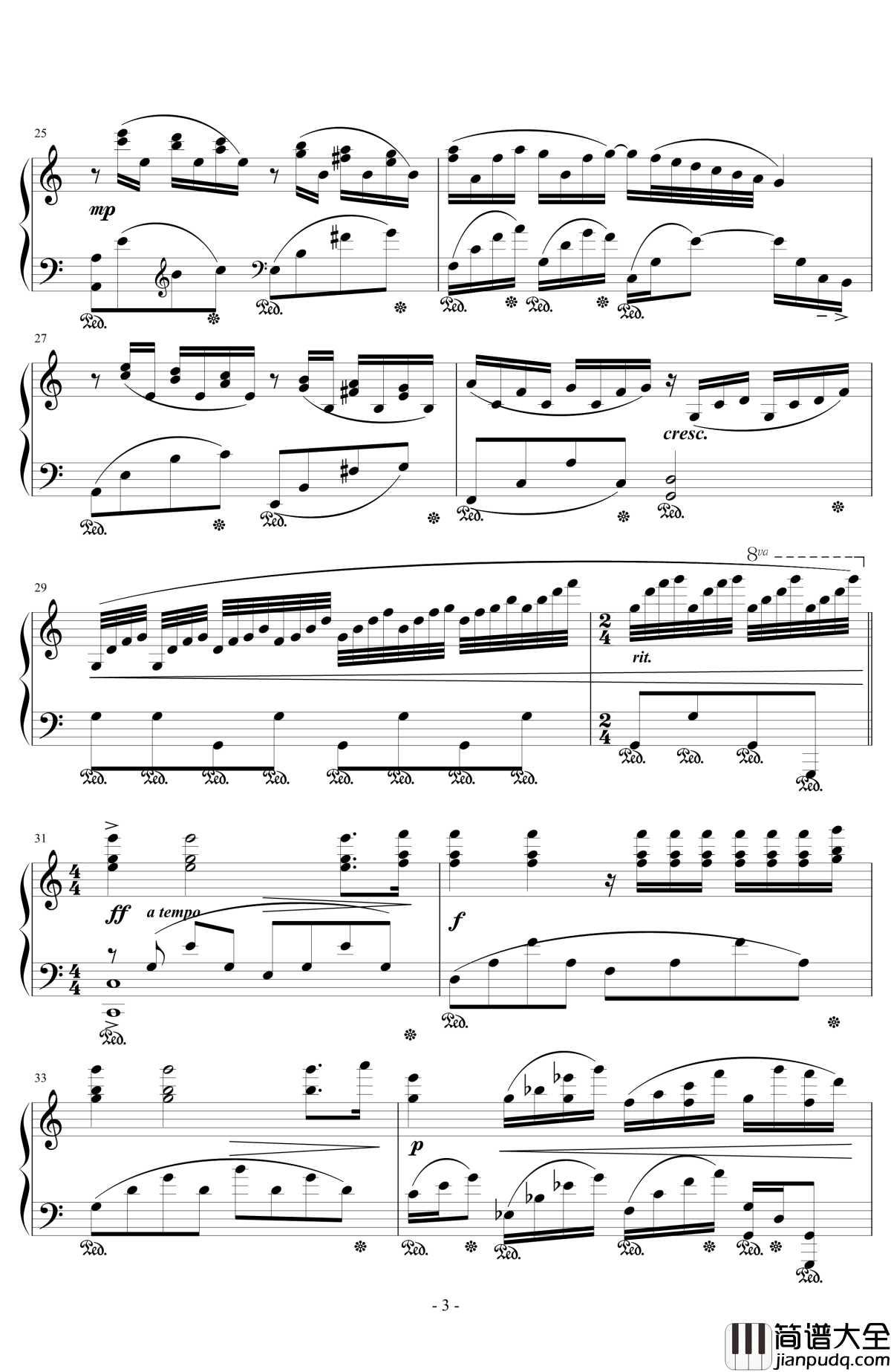 水边的阿狄丽娜钢琴谱_克莱德曼