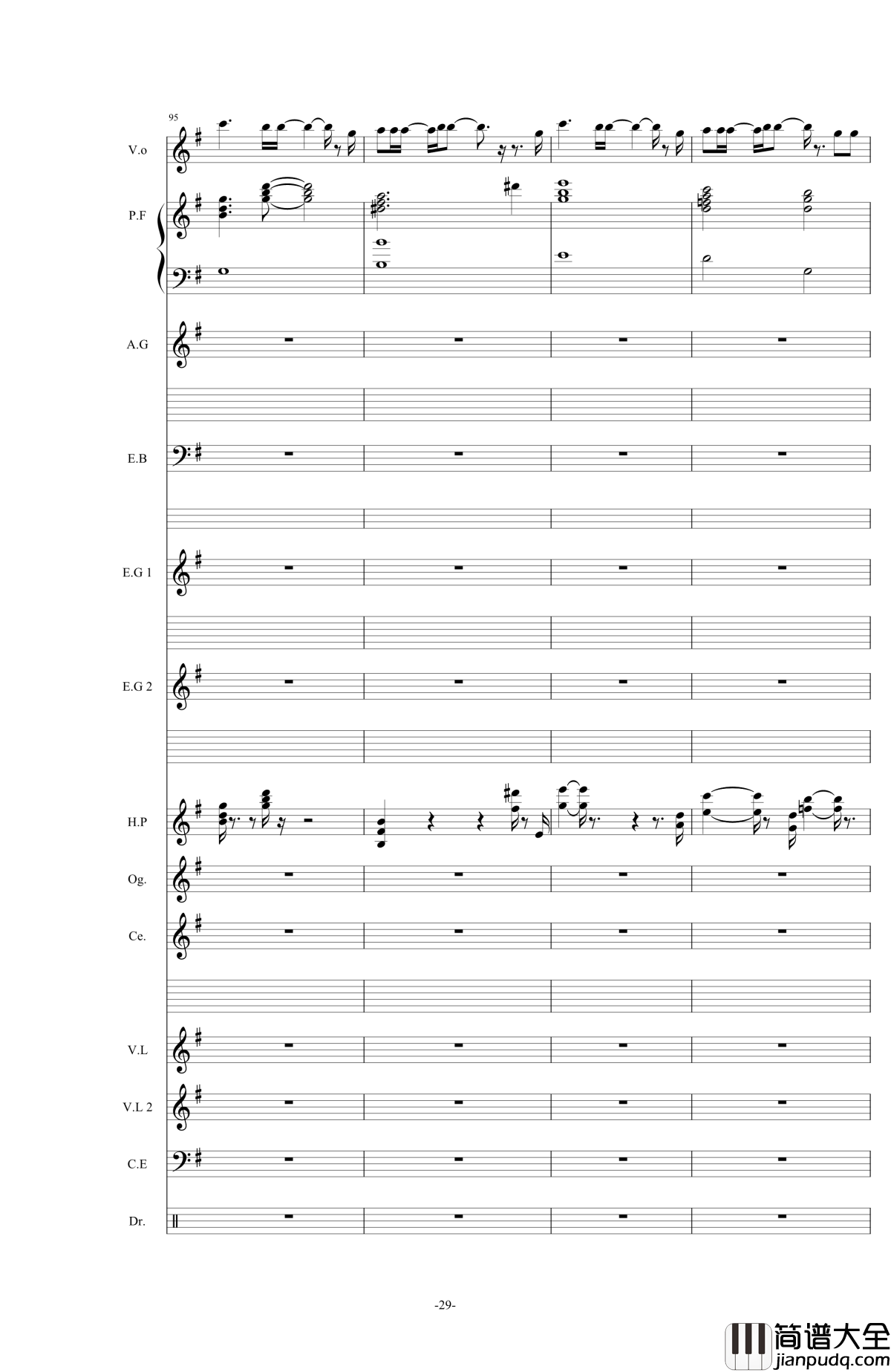 オレンジ钢琴谱_四月是你的谎言