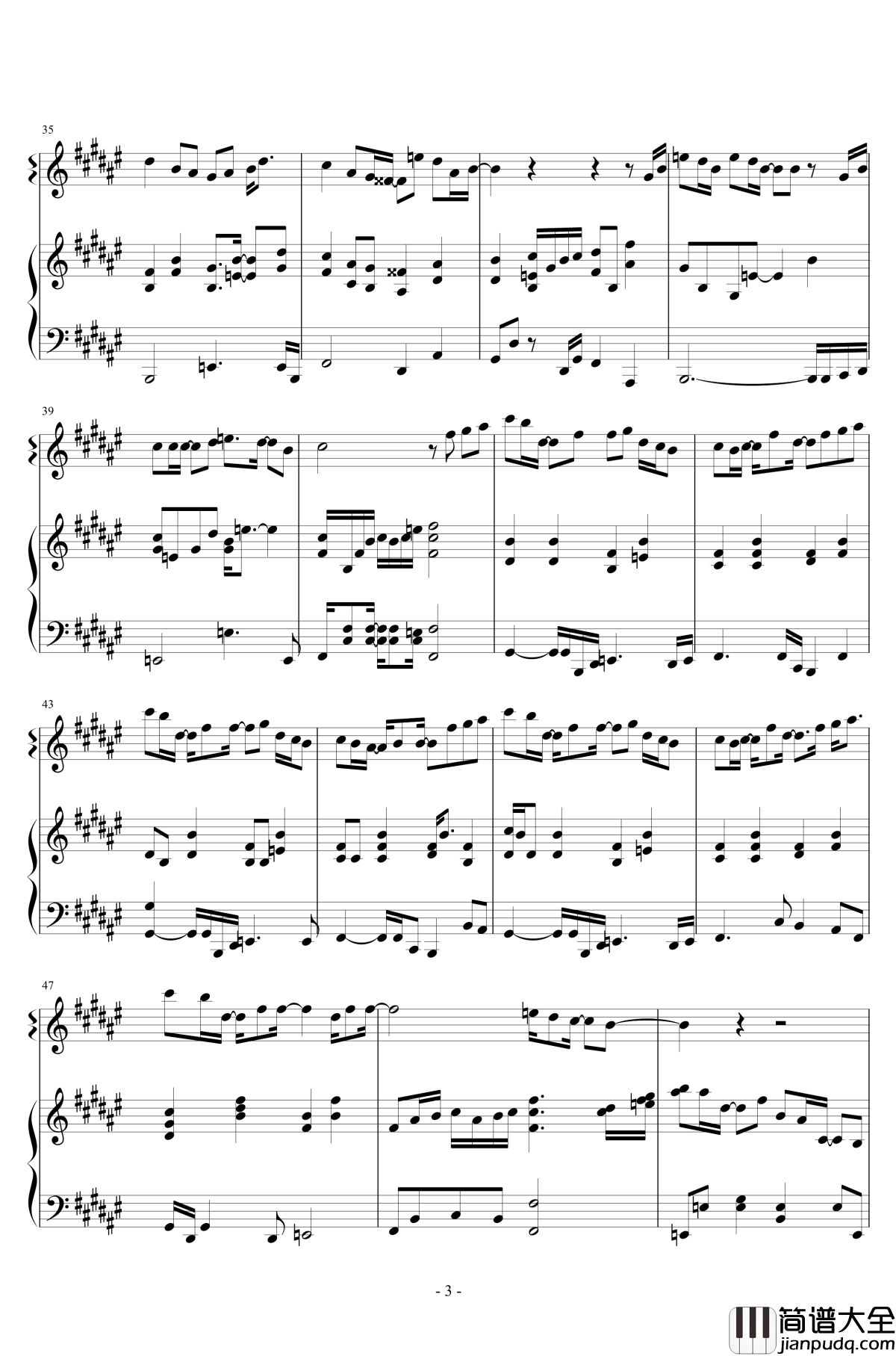 追光者钢琴谱_四手联弹_岑宁儿