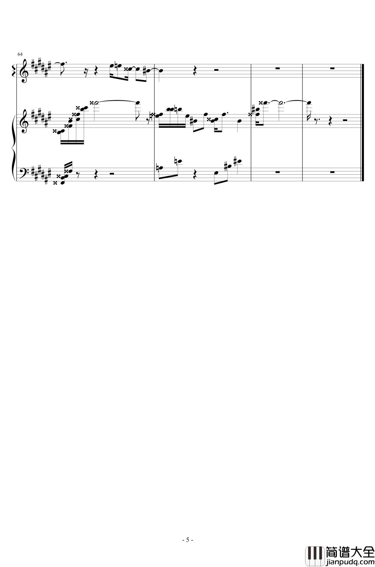 追光者钢琴谱_四手联弹_岑宁儿