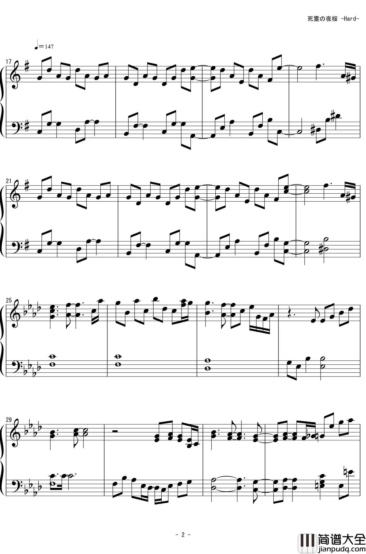 死灵之夜樱钢琴谱_东方神灵庙_东方project
