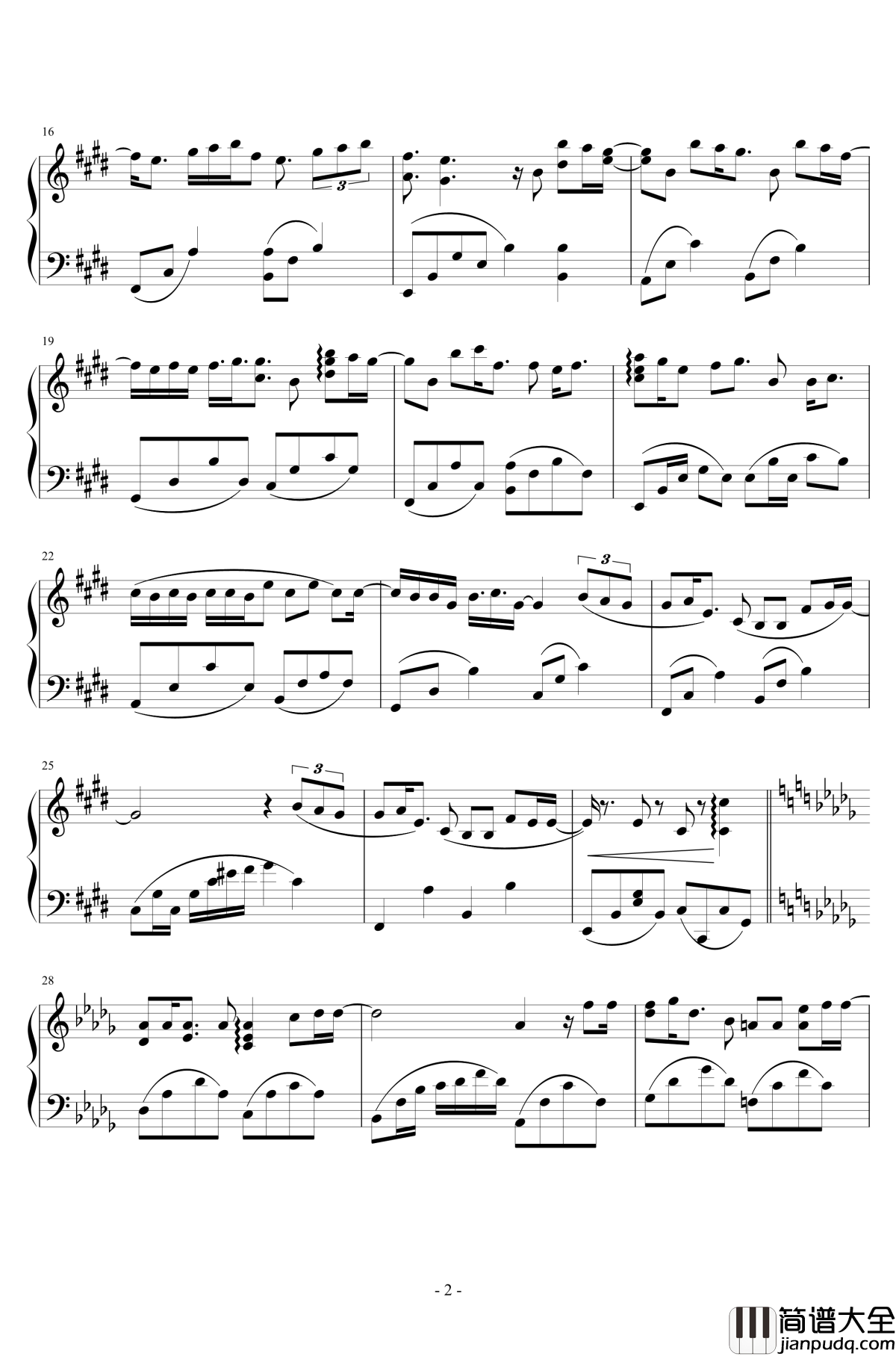 下雨天钢琴谱_钢琴昼夜版_南拳妈妈