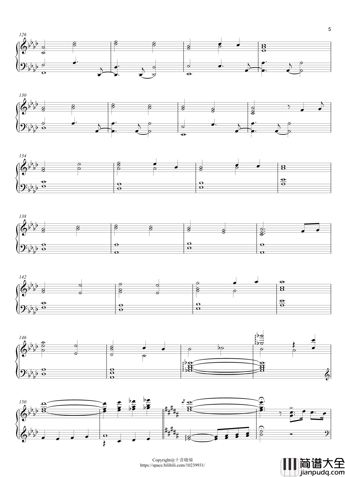 Lemon钢琴谱_米津玄师_Unnatural主题歌