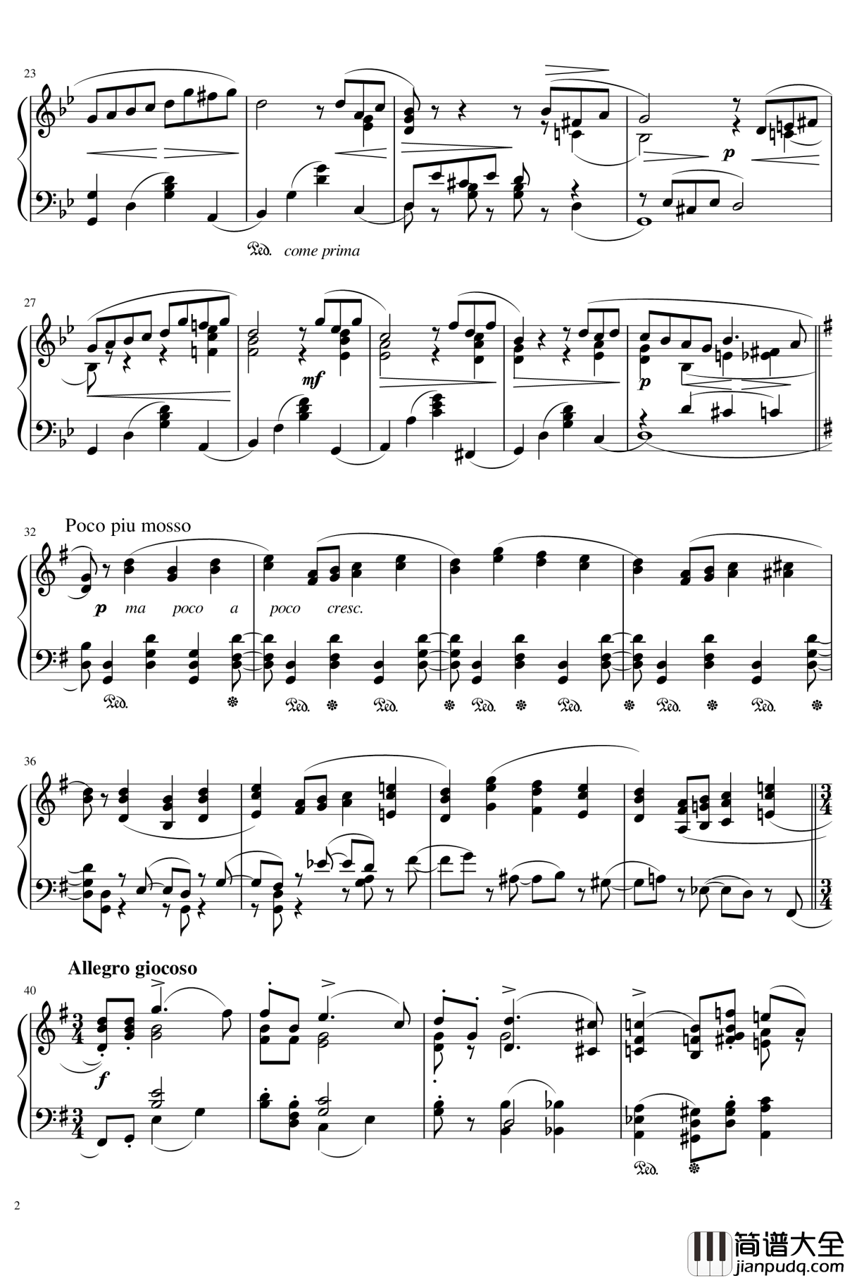 六月钢琴谱_船歌_The_seasons,June:_Barcarolle_柴科夫斯基_Peter_Ilyich_Tchaikovsky