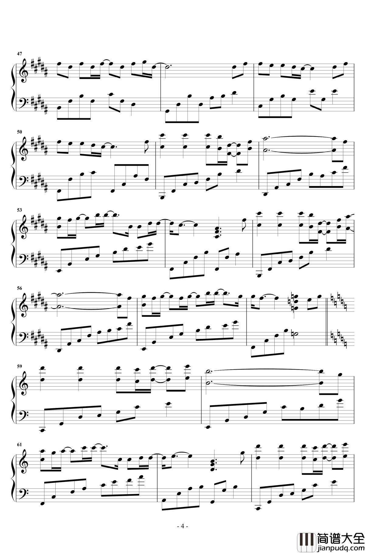 岁月钢琴谱_原声完整版_王菲