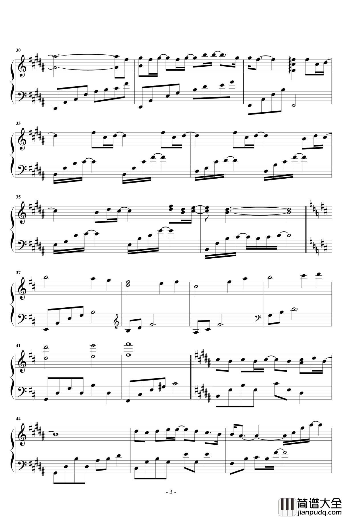 岁月钢琴谱_原声完整版_王菲