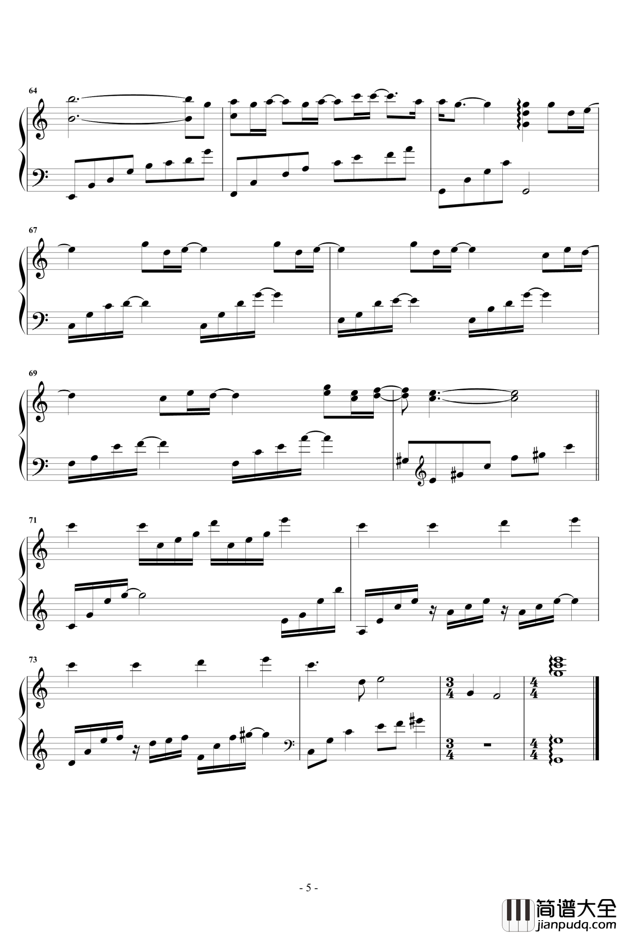 岁月钢琴谱_原声完整版_王菲