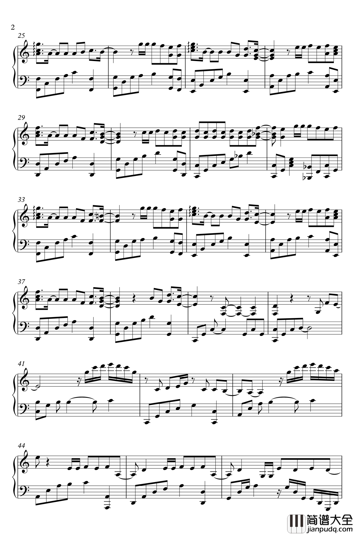 演员钢琴谱_薛之谦_完美独奏版