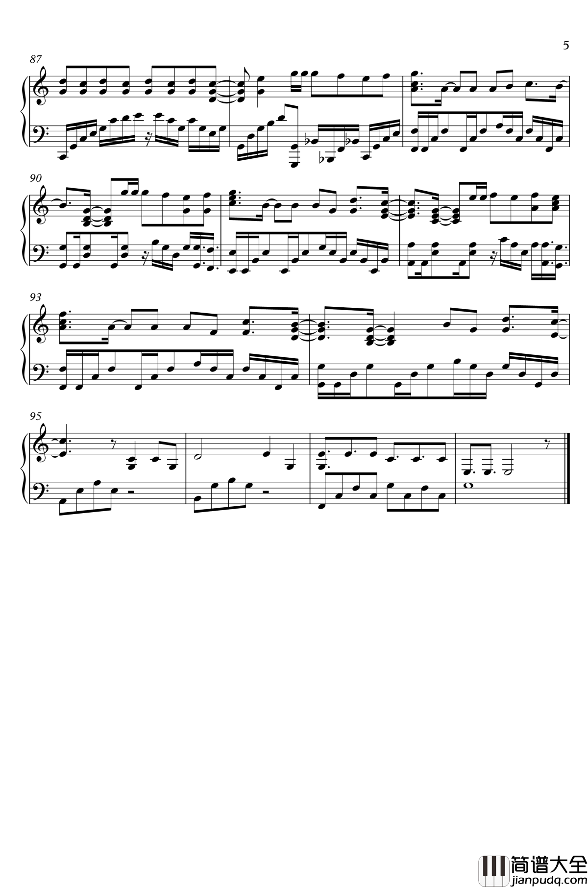 演员钢琴谱_薛之谦_完美独奏版