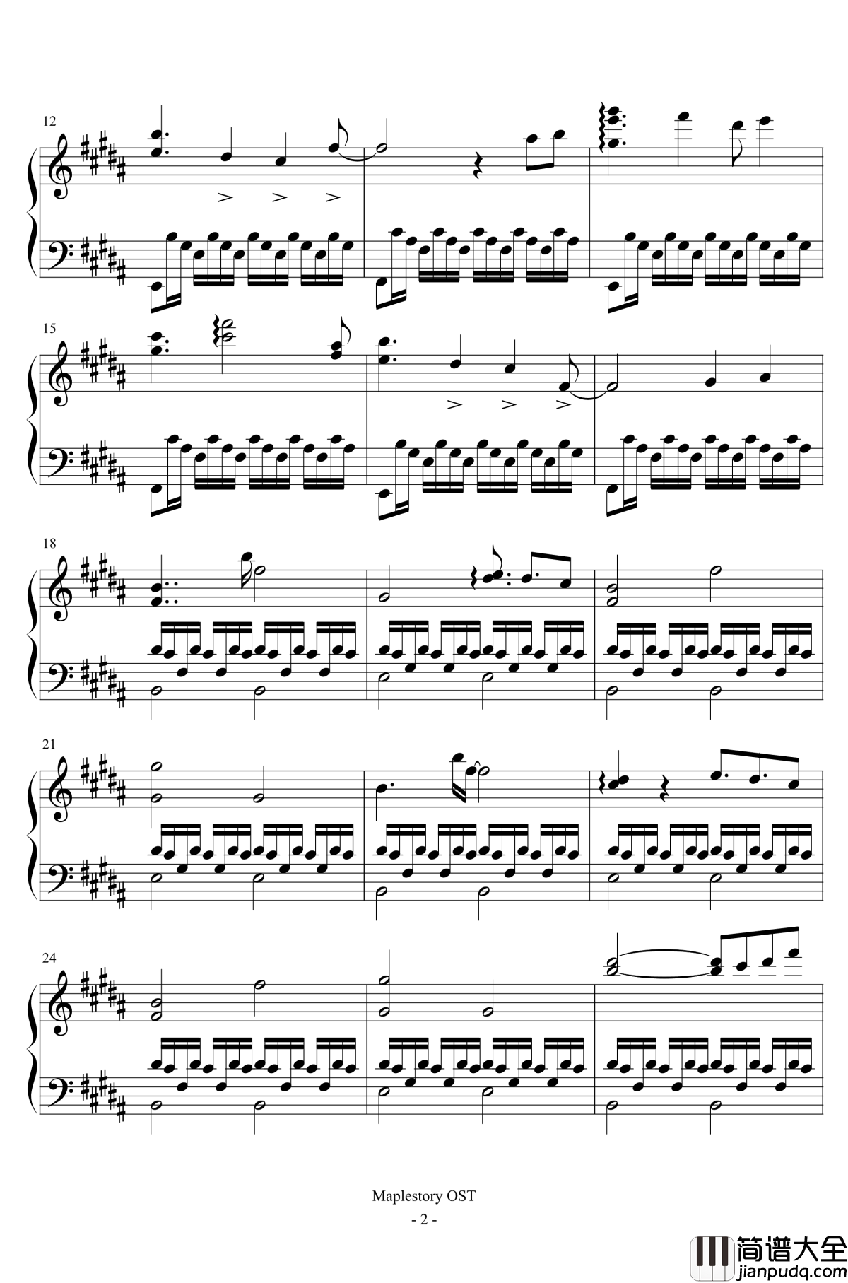 魔法密林树洞钢琴谱_冒险岛