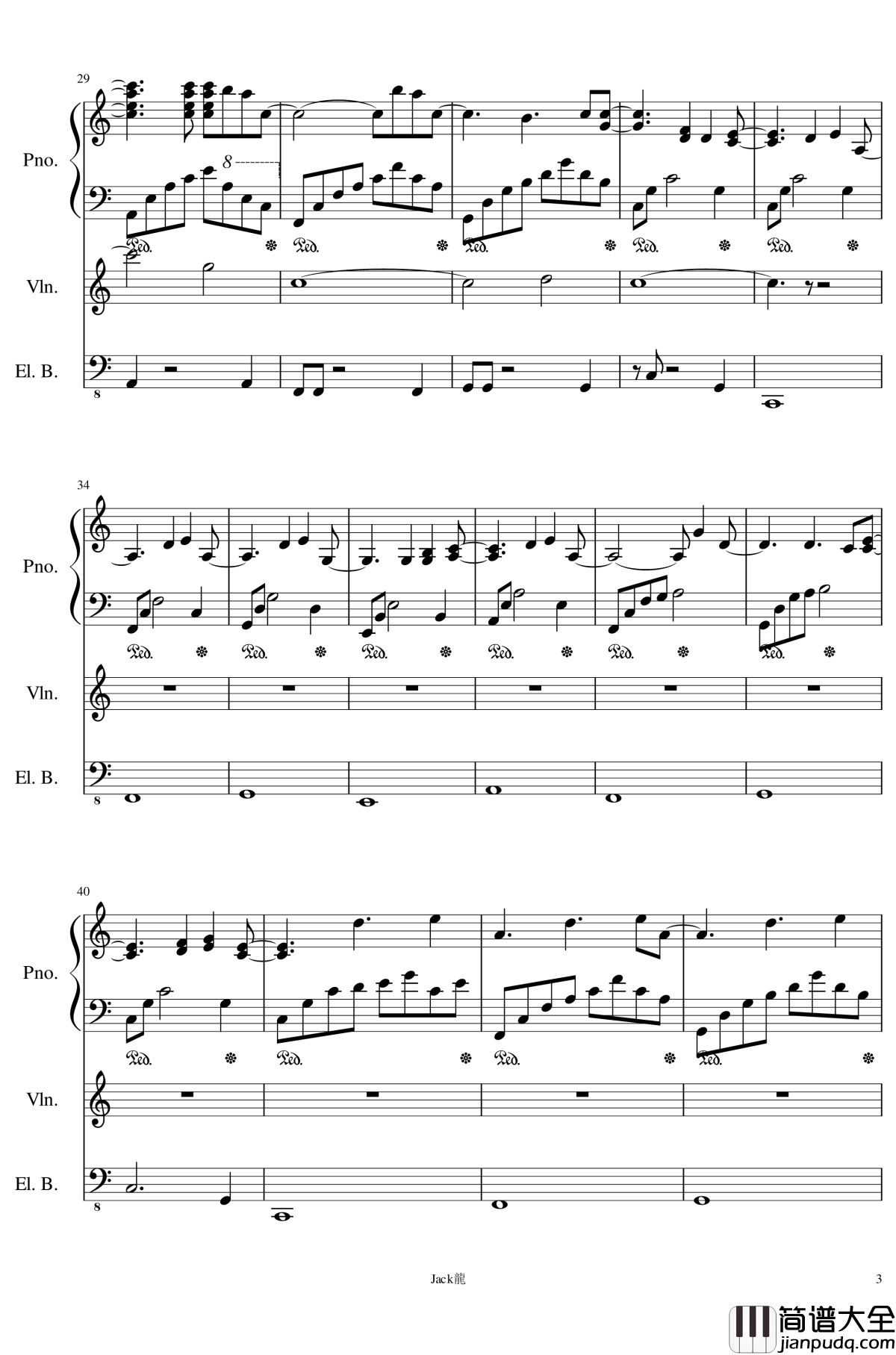 forever_love钢琴谱_卡农