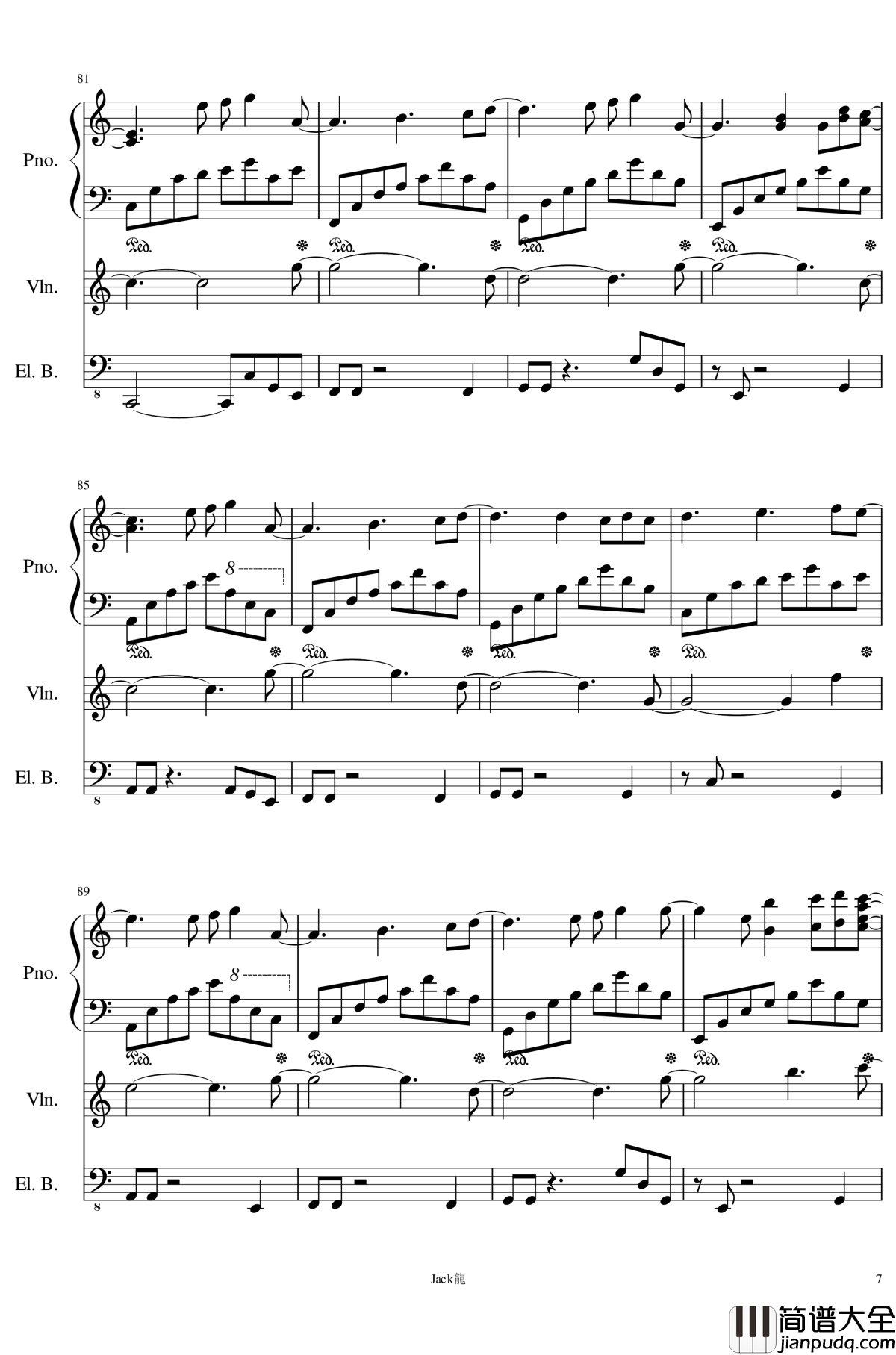 forever_love钢琴谱_卡农