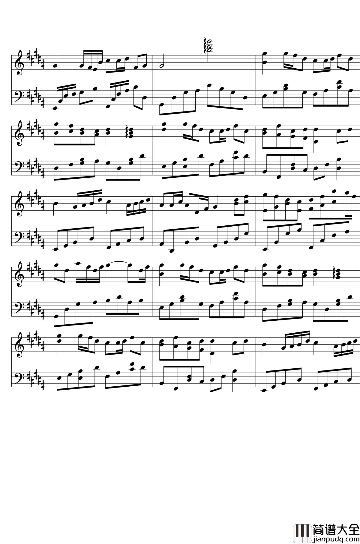 琴键上的女孩钢琴谱_Handsome_Ju