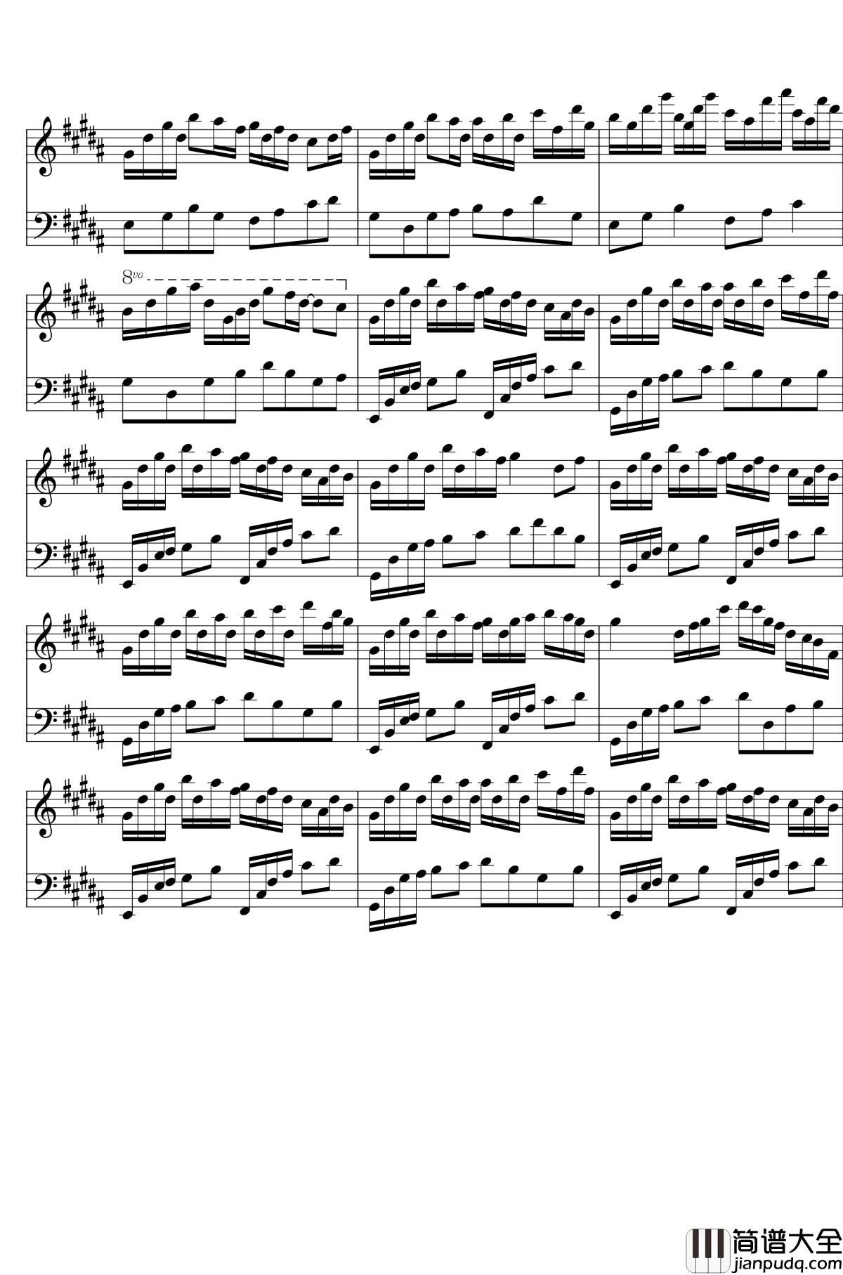 琴键上的女孩钢琴谱_Handsome_Ju