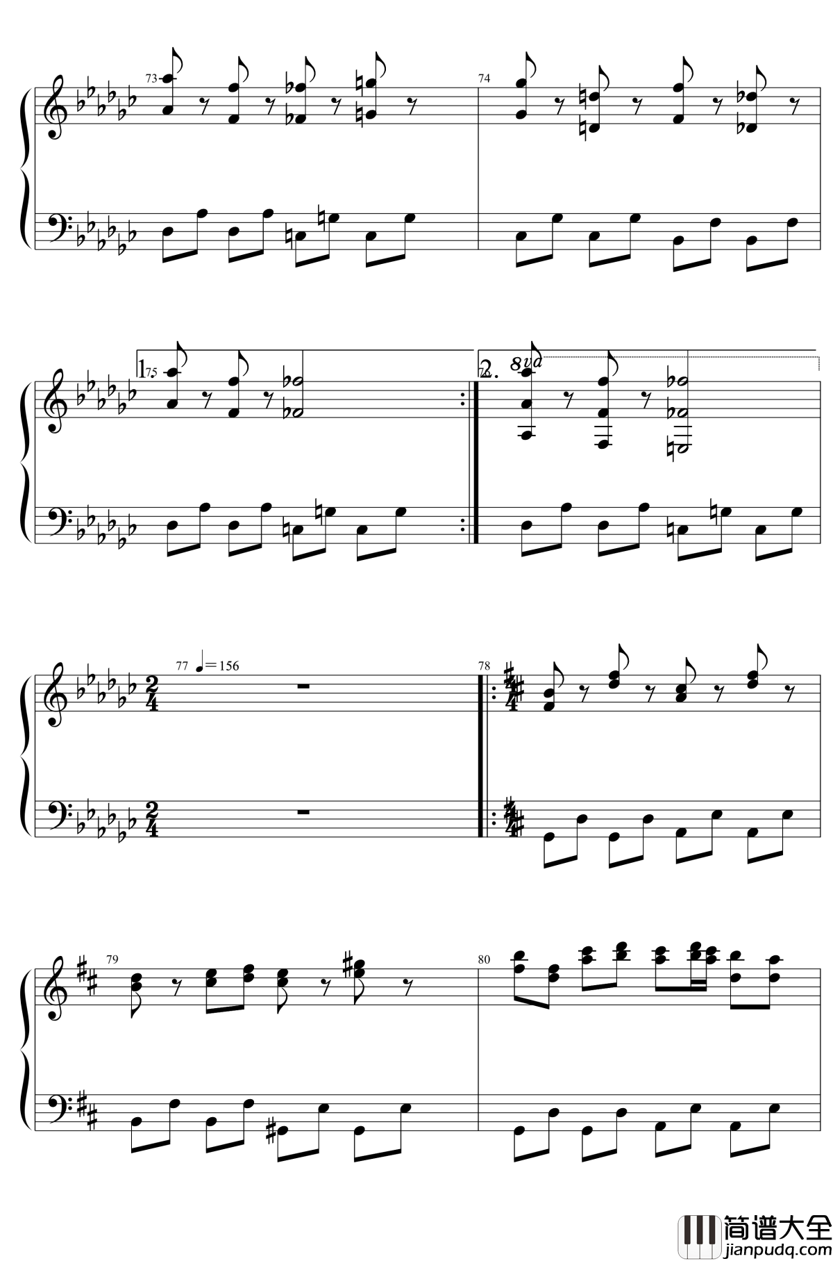 東方２１曲メドレー钢琴谱_东方project