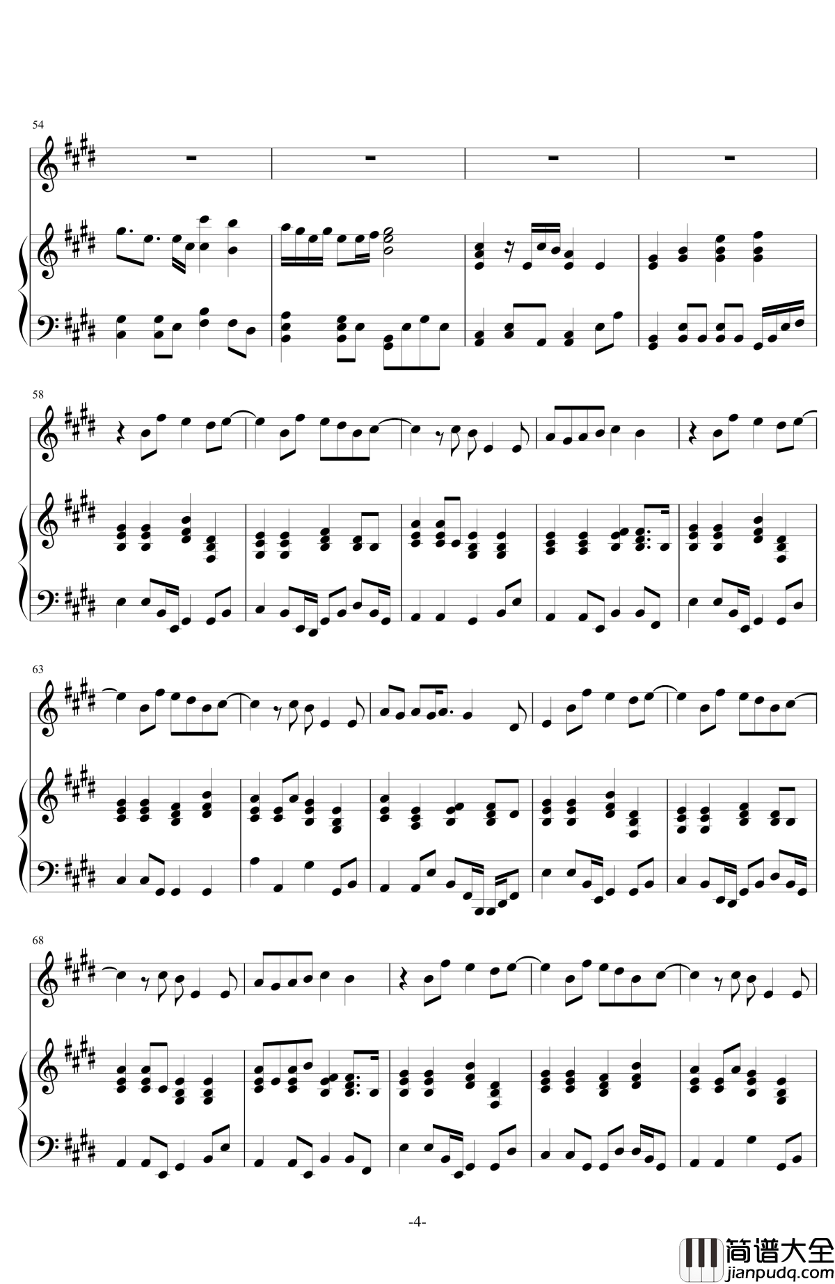 与我常在钢琴谱_伴奏_陈奕迅