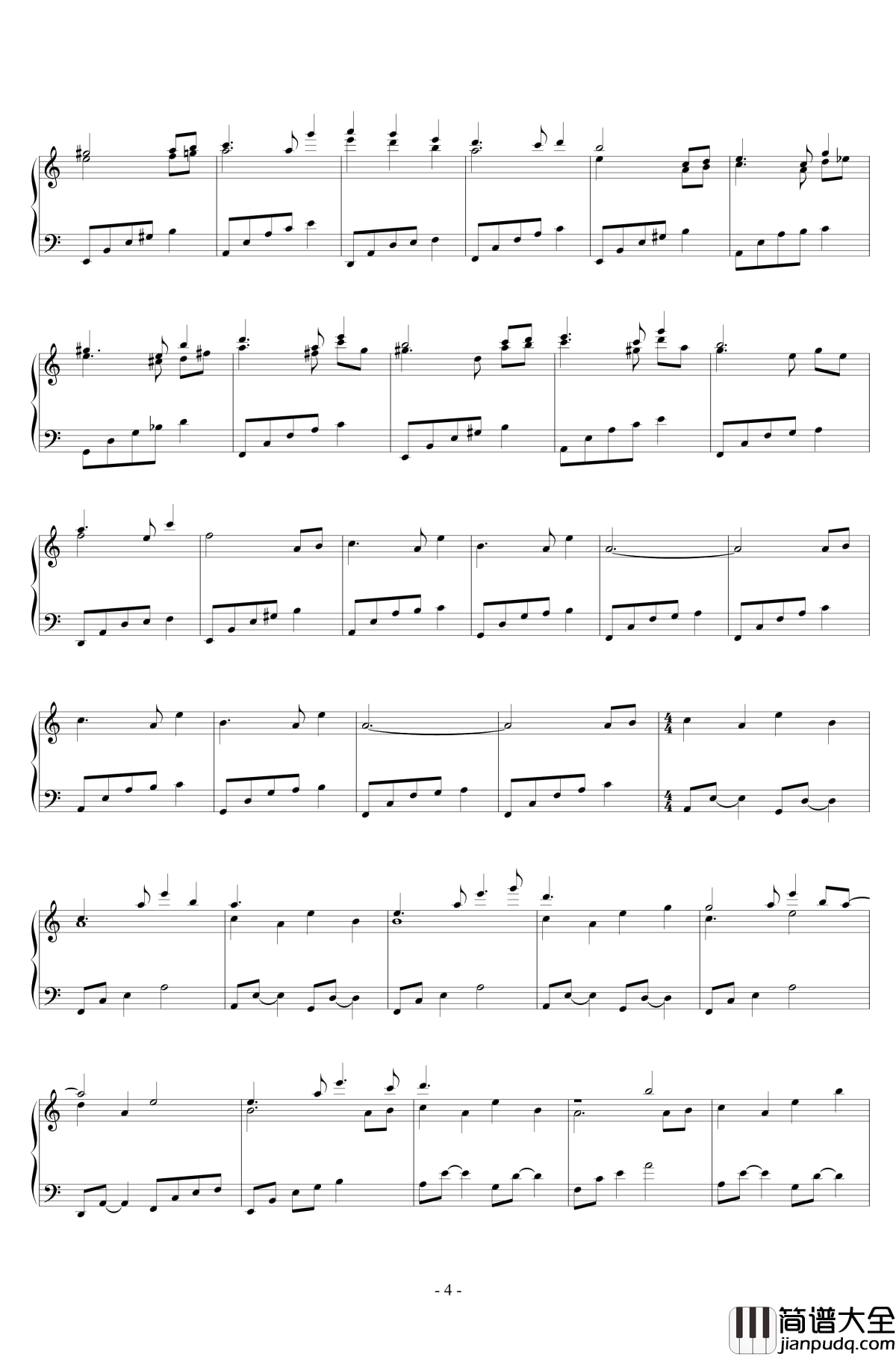 一合一往来钢琴谱_升c小调