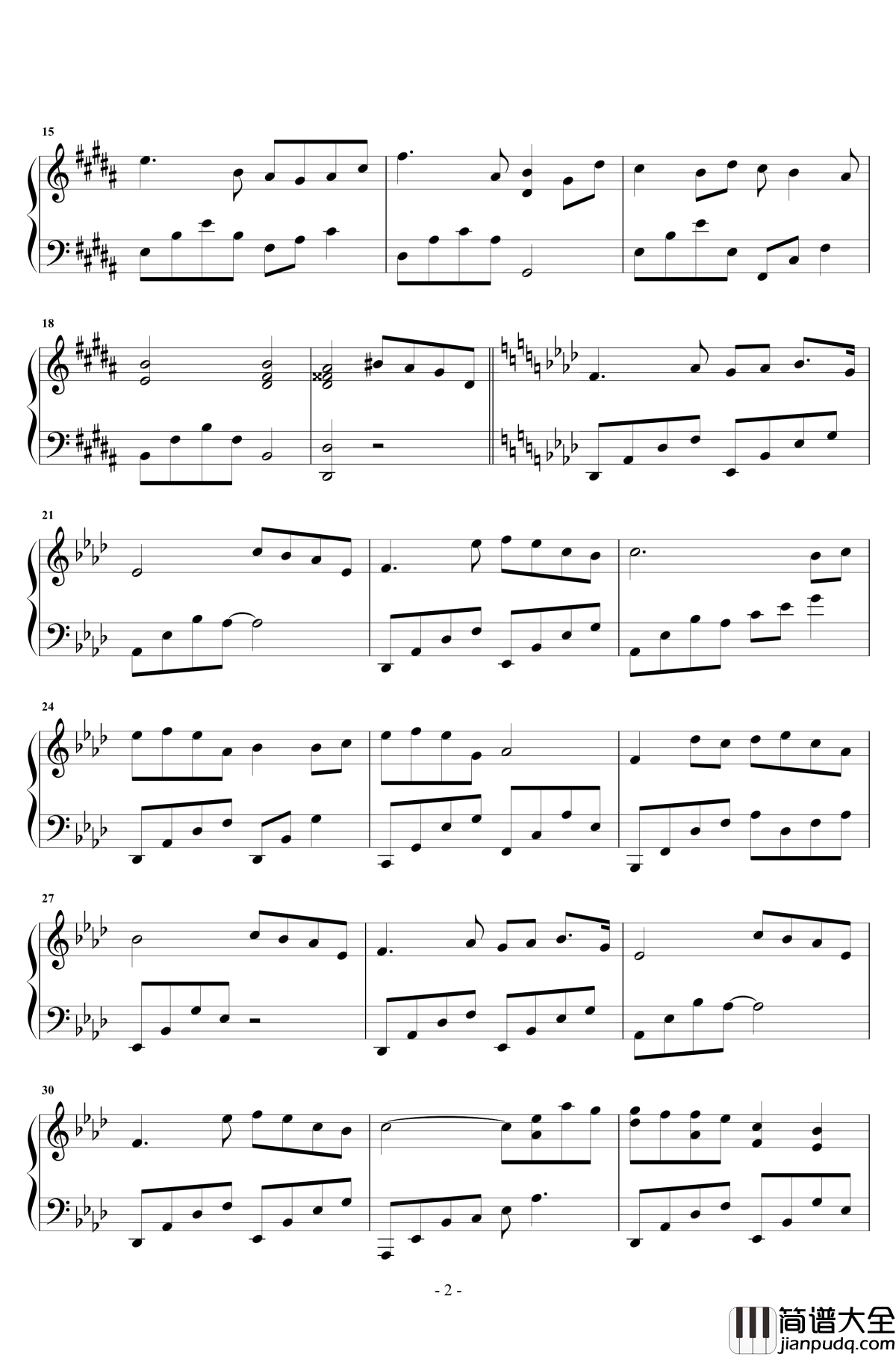 醉赤壁钢琴谱_华丽独奏_林俊杰