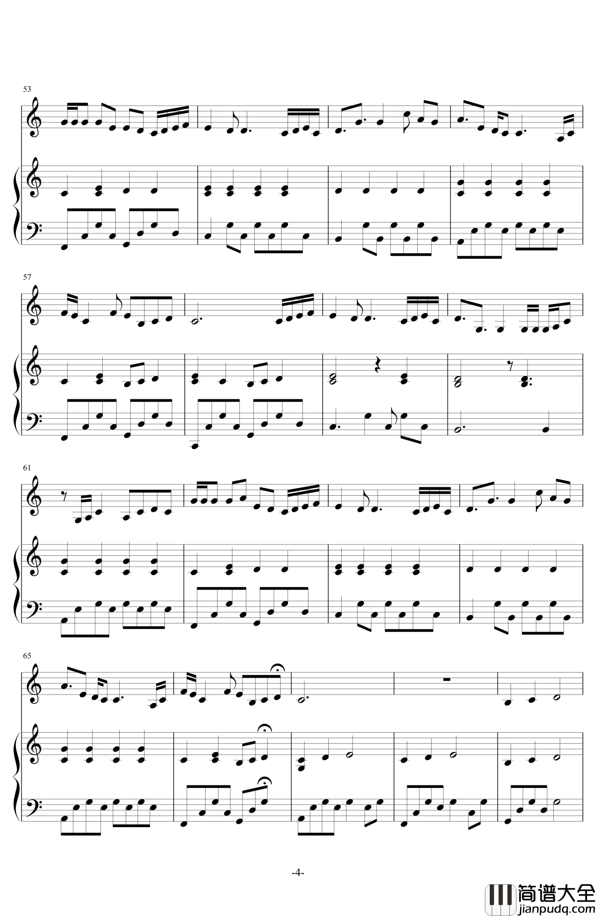 空白格钢琴谱_伴奏_蔡健雅