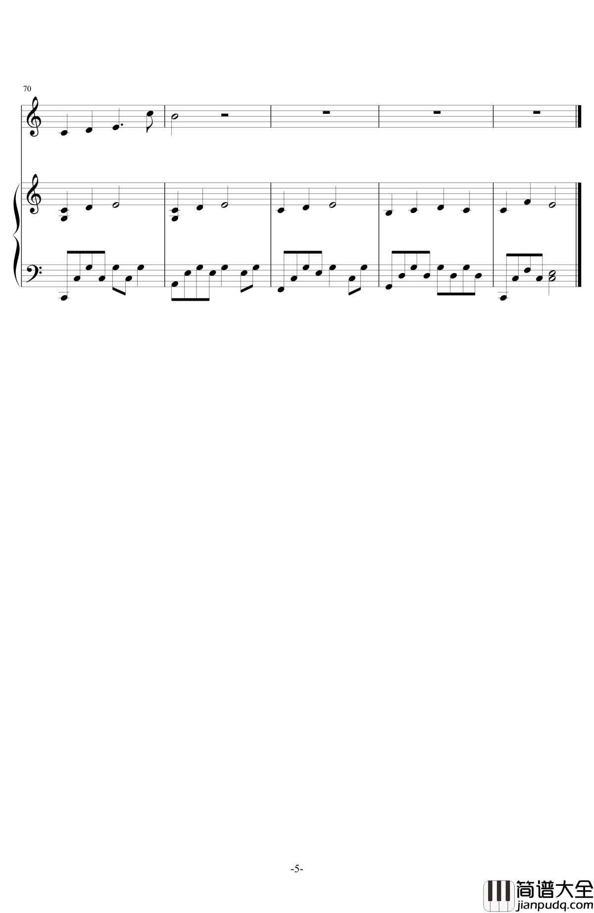 空白格钢琴谱_伴奏_蔡健雅