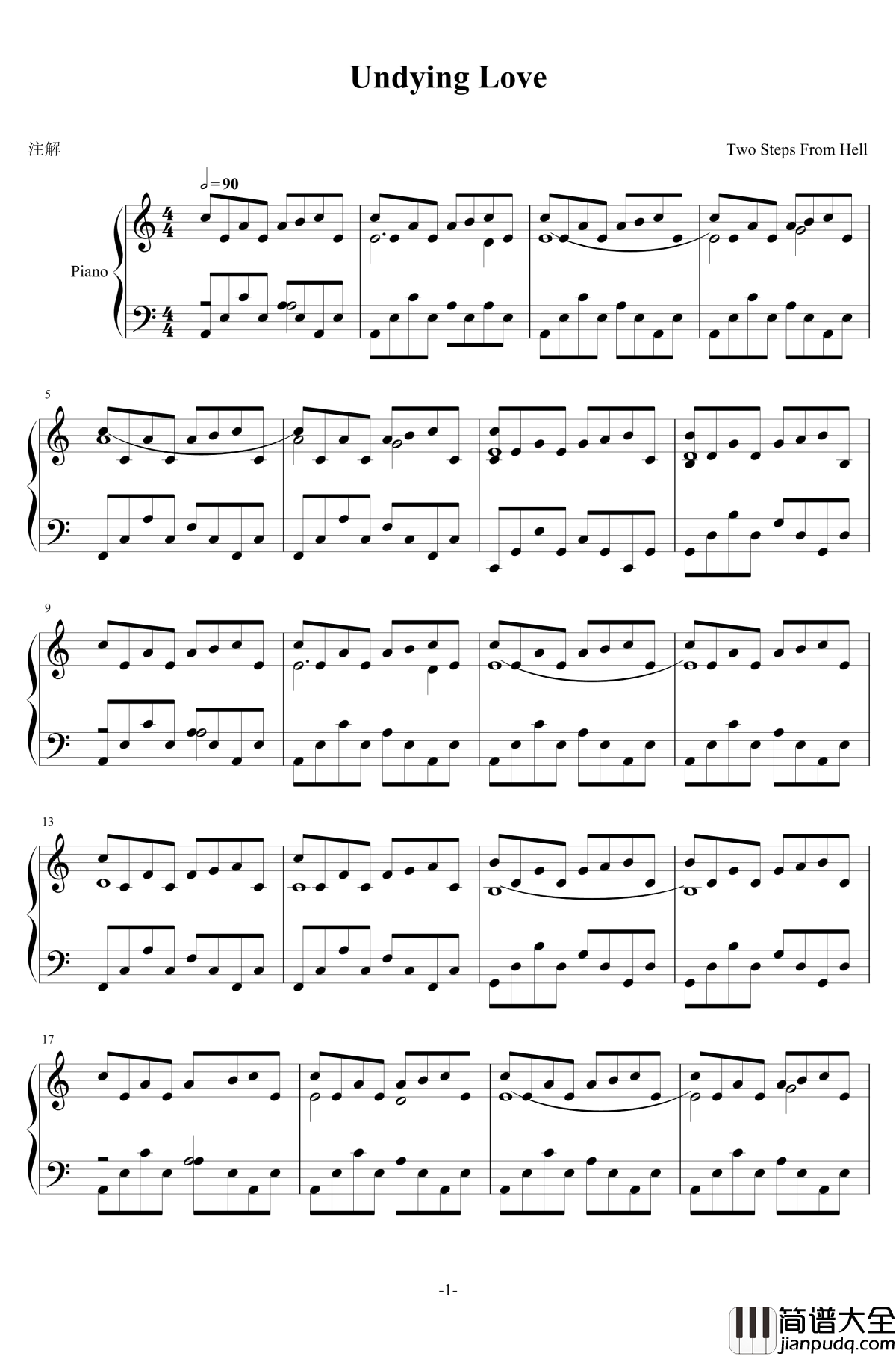 Undying_Love钢琴谱_two_steps_from_hell