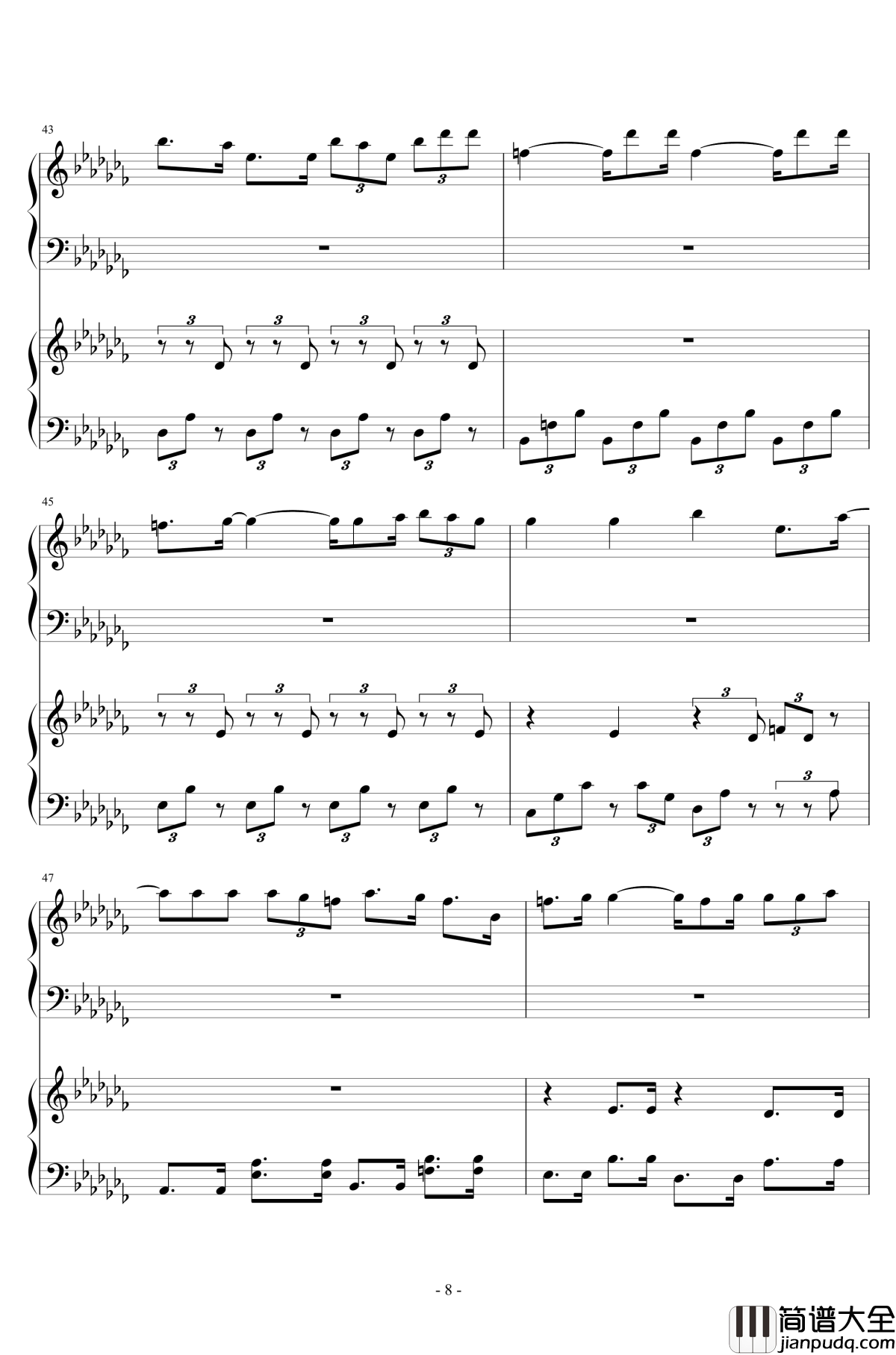 Wonderful_U钢琴谱_江海迦