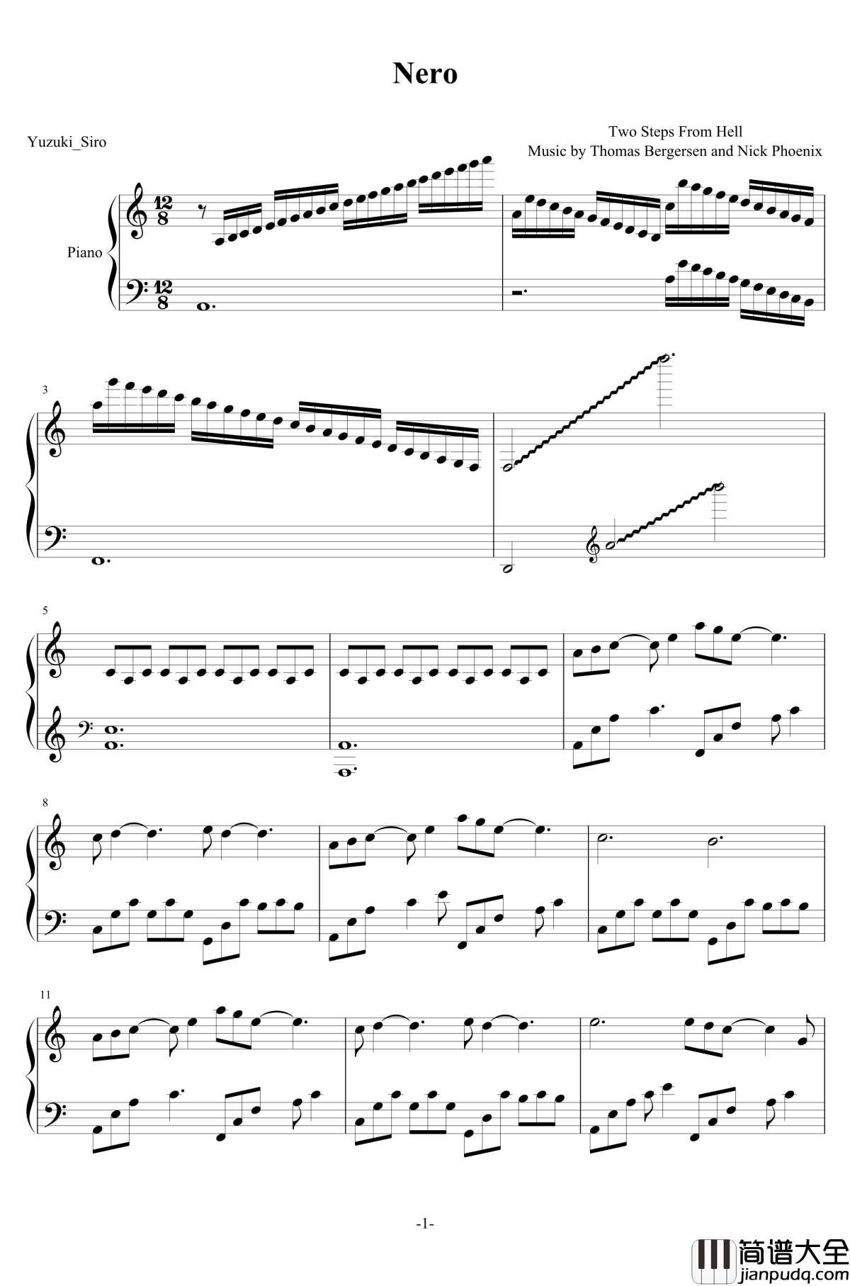Nero钢琴谱_two_steps_from_hell