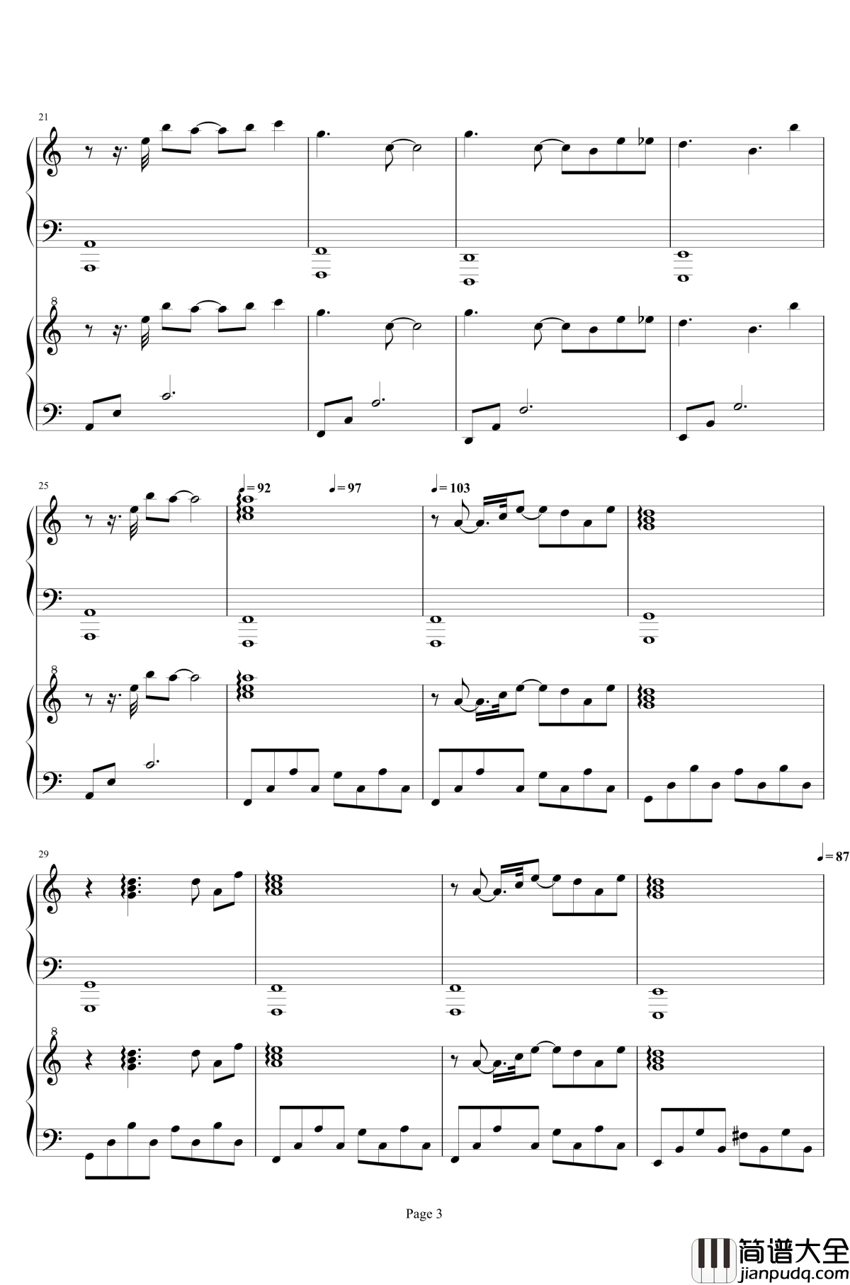 口袋妖怪初代插曲3号路钢琴谱_口袋妖怪