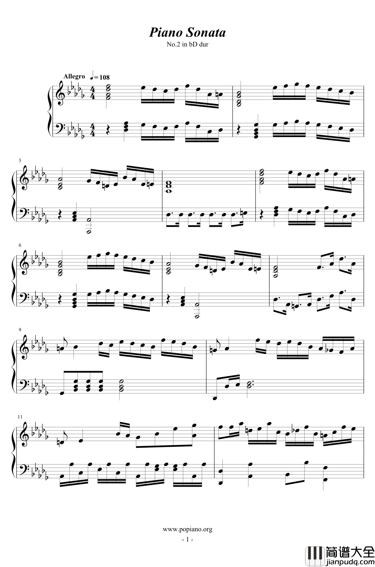 第二钢琴奏鸣曲第一乐章钢琴谱_nzh1934