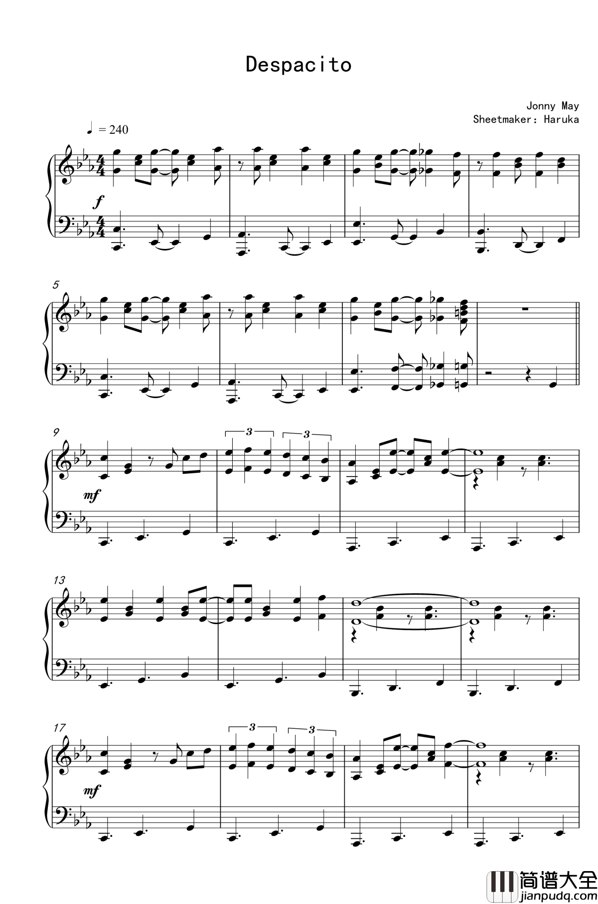 Desapcito钢琴谱_Jonny_may