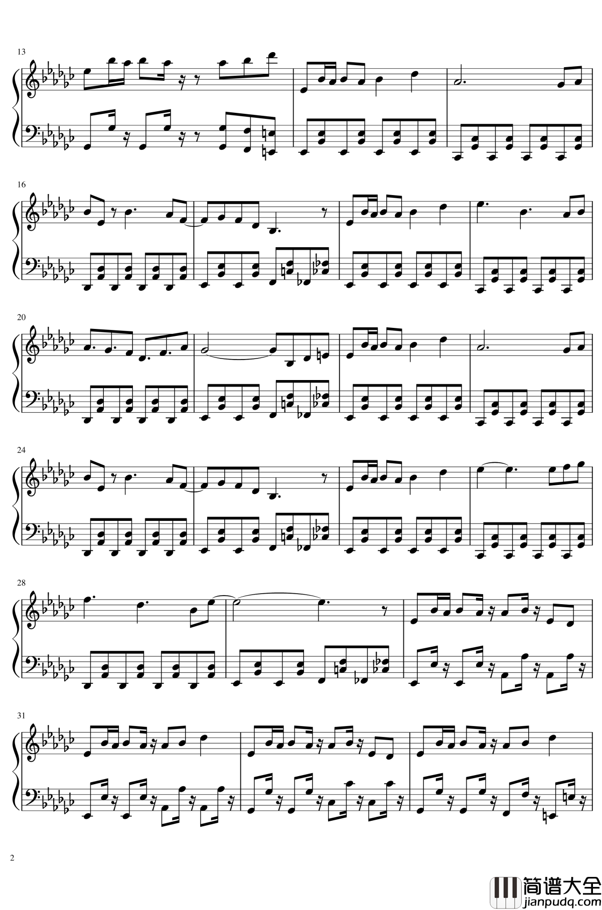 佐渡的二岩钢琴谱_东方神灵庙_东方project