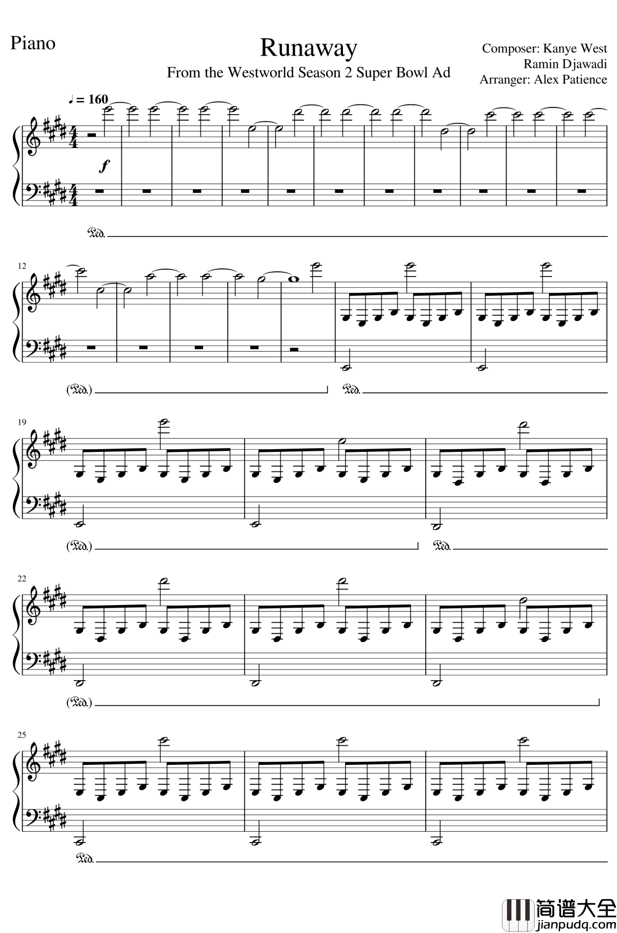 Westworld_Runaway钢琴谱_西部世界