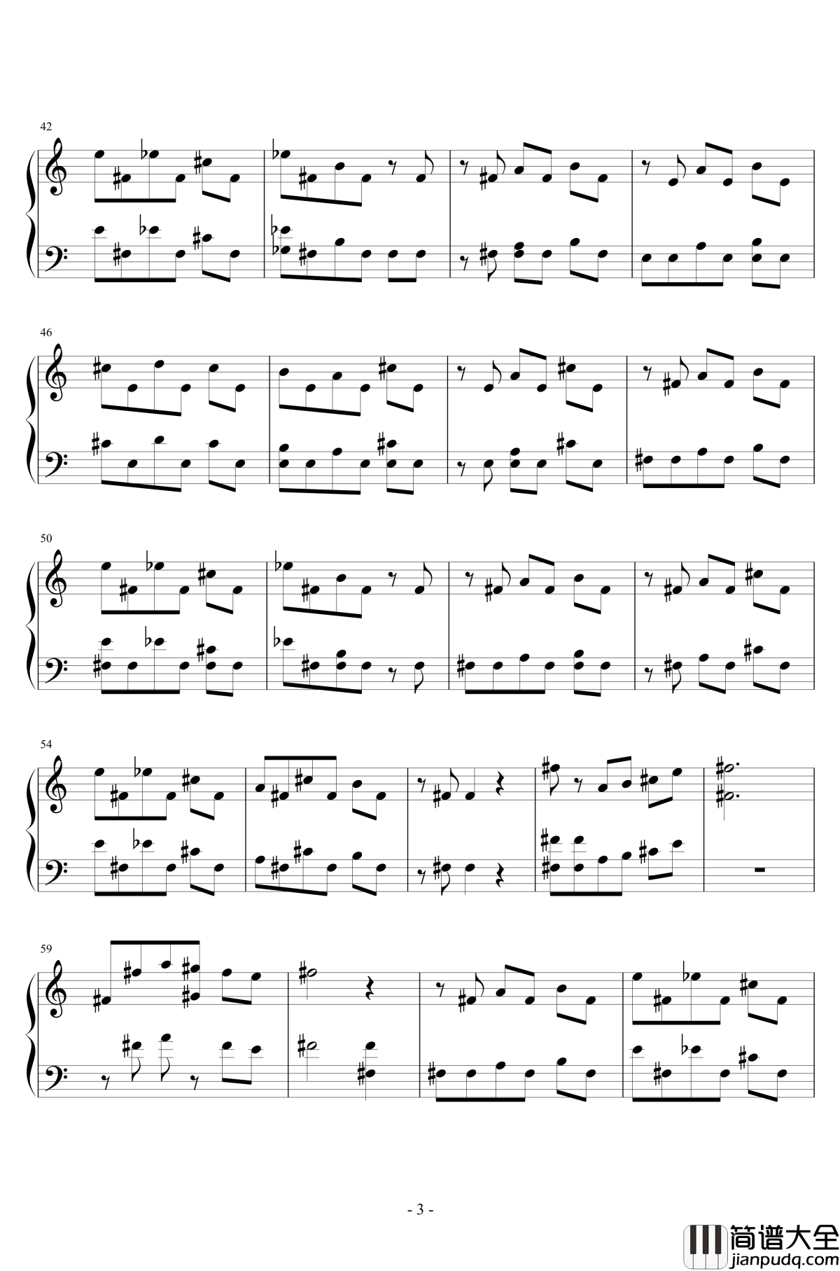 俄罗斯方块钢琴谱