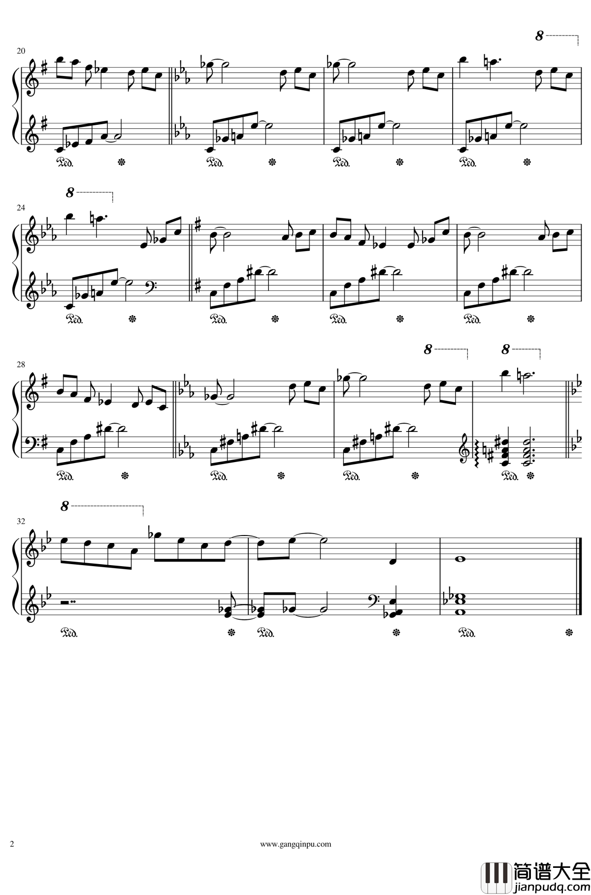 悪夢の第四楽章钢琴谱_佐橋俊彦