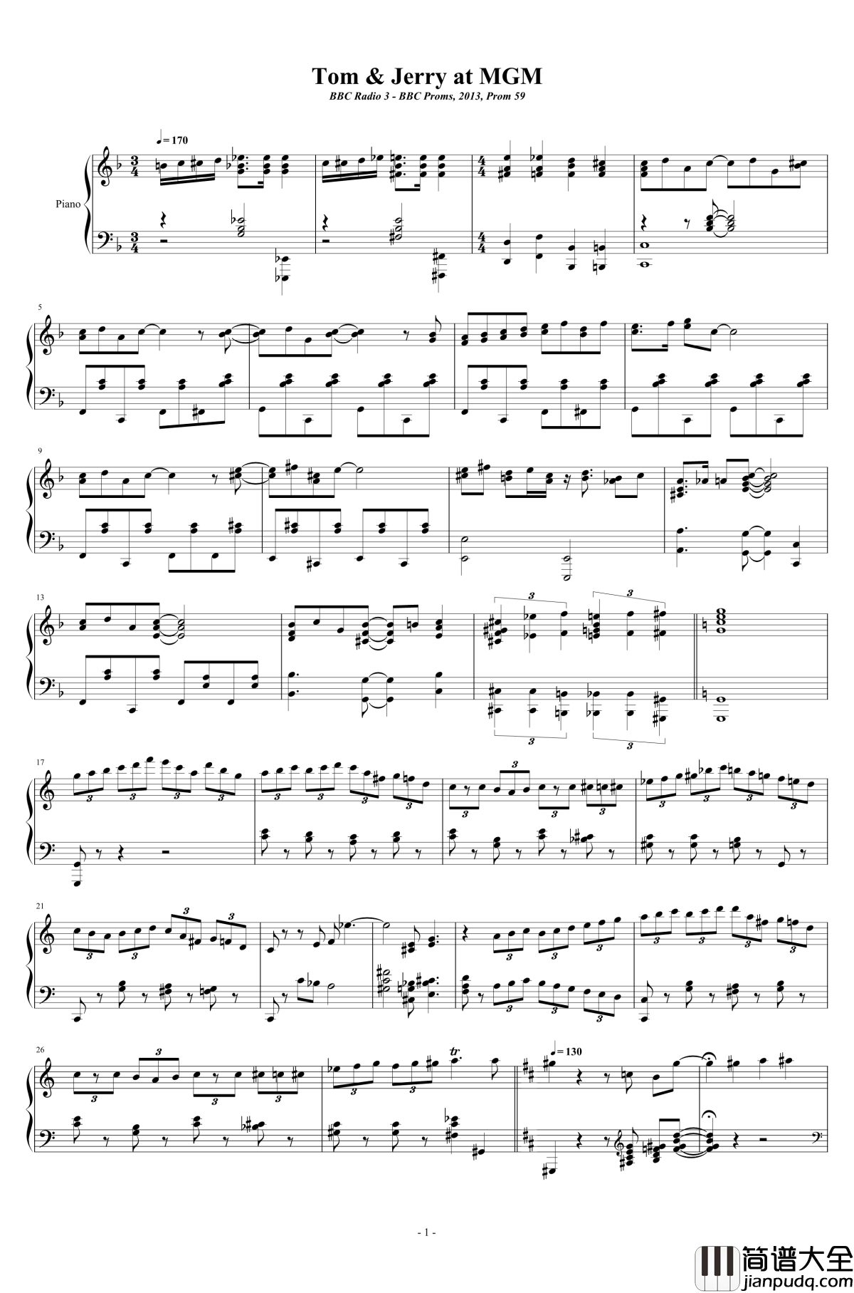 猫和老鼠钢琴谱_交响曲改编_Tom&Jerry_at_MGM